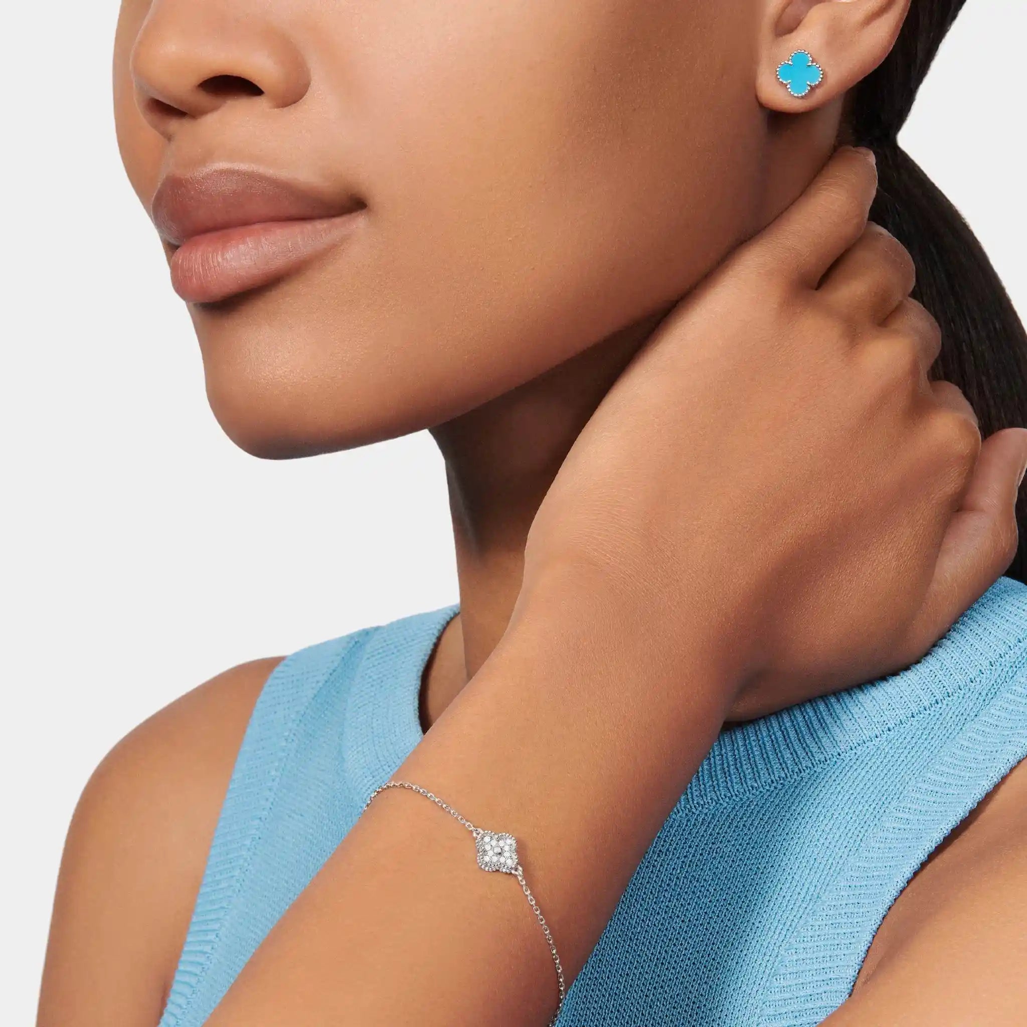 Sweet Alhambra Earstuds White Gold Turquoise