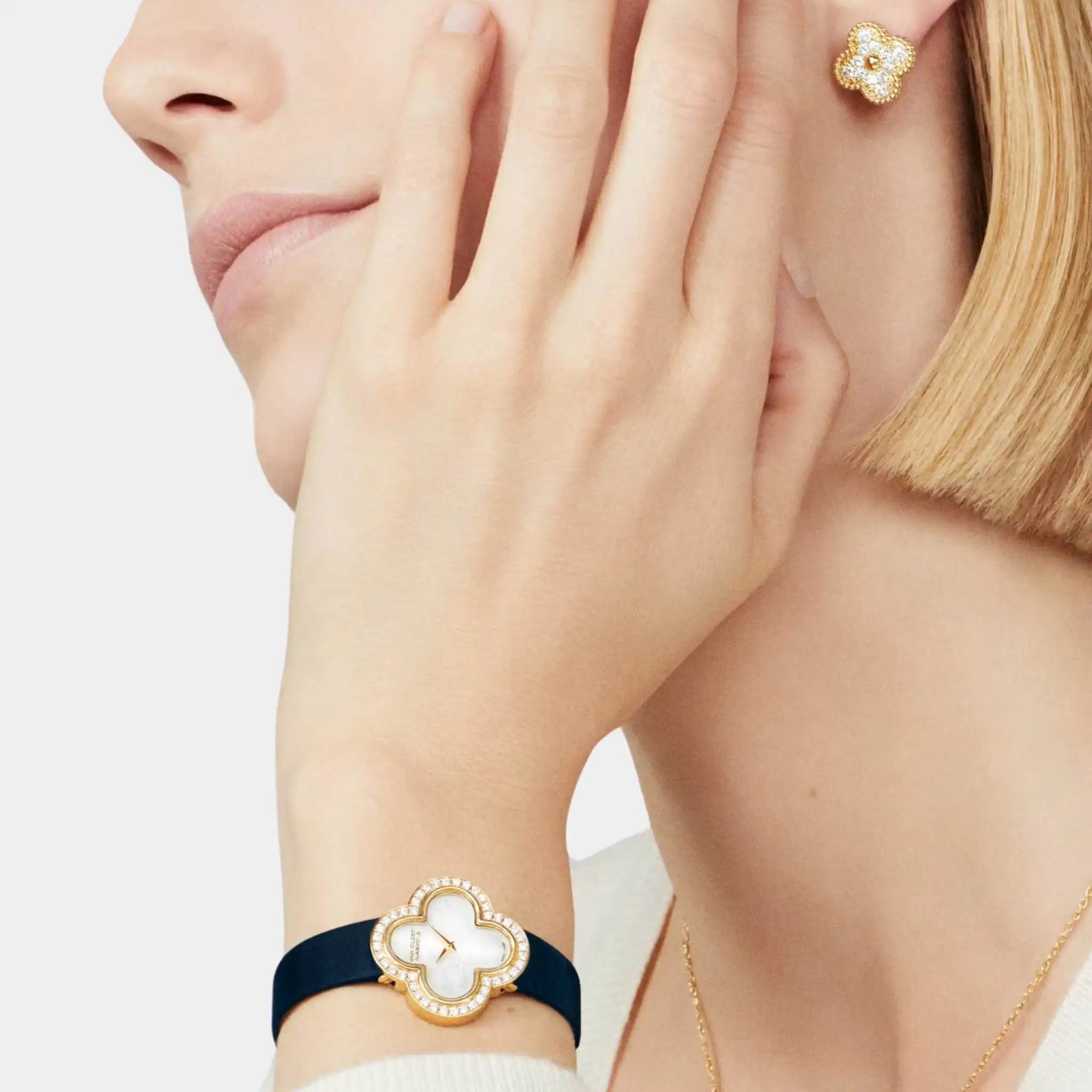 Vintage Alhambra Earrings Yellow Gold Diamond