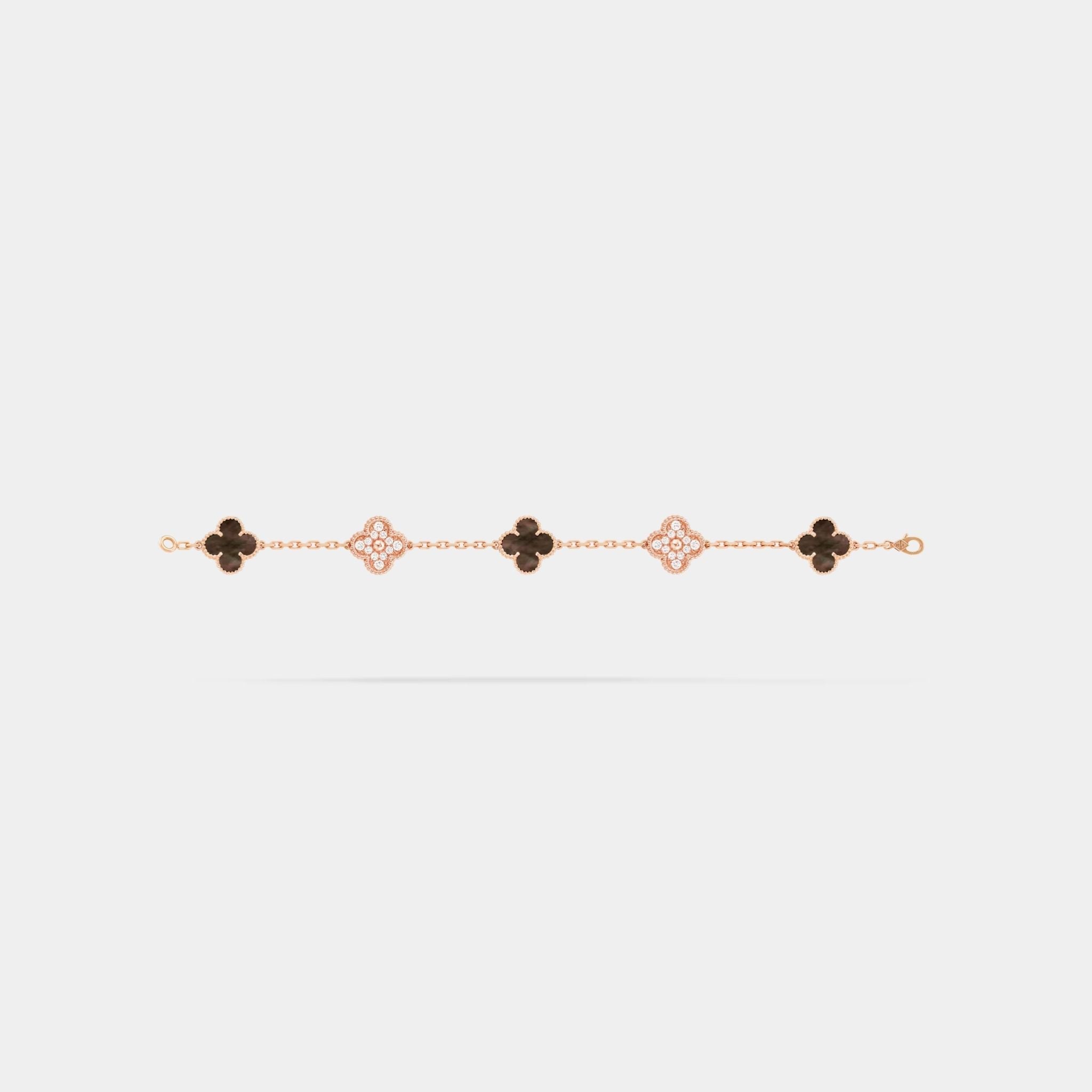 Alhambra Rose Gold Motifs Bracelet Diamond Pearl