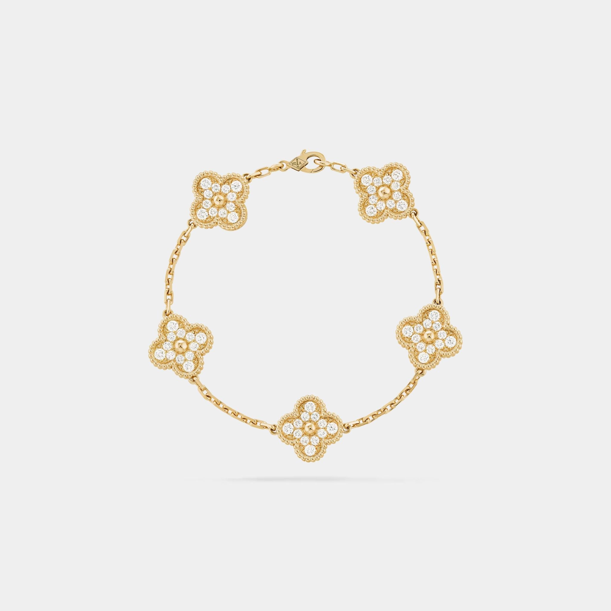 Alhambra Vintage Gold Motifs Bracelet Diamond