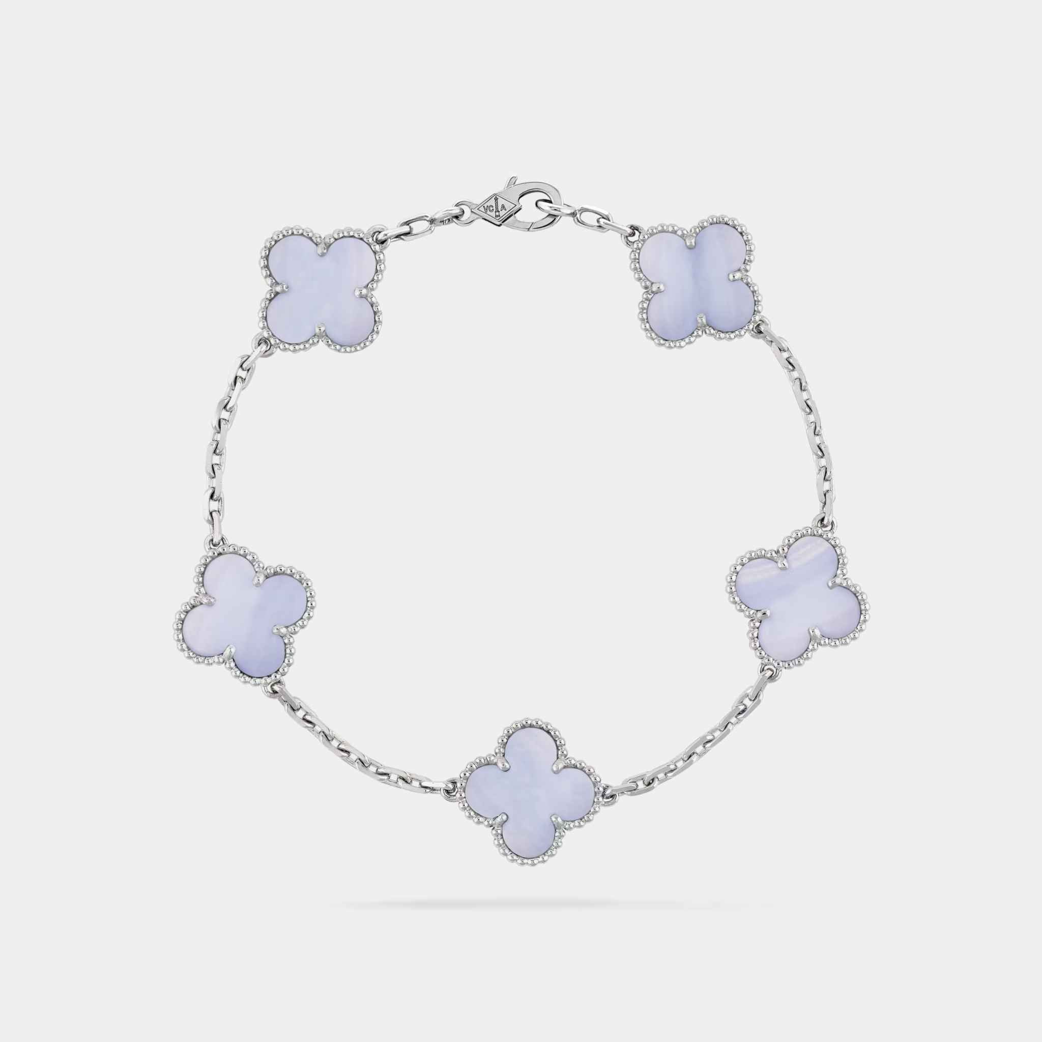 Alhambra White Gold Motifs Bracelet Chalcedony