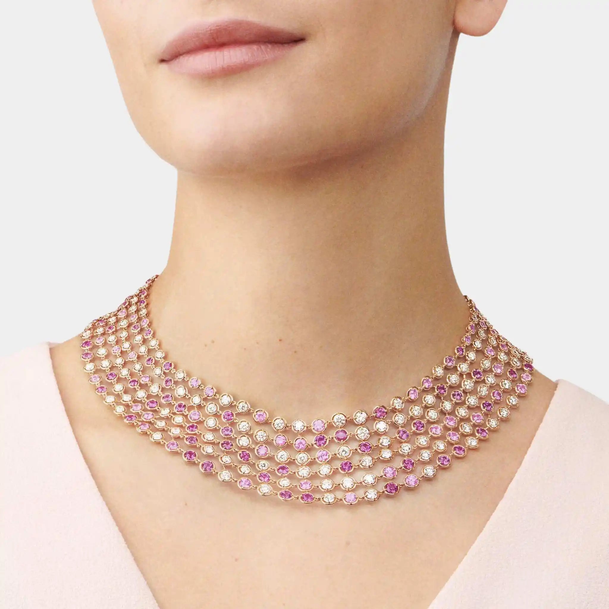 Brume de Saphir Necklace in Rose Gold with Diamonds & Sapphire