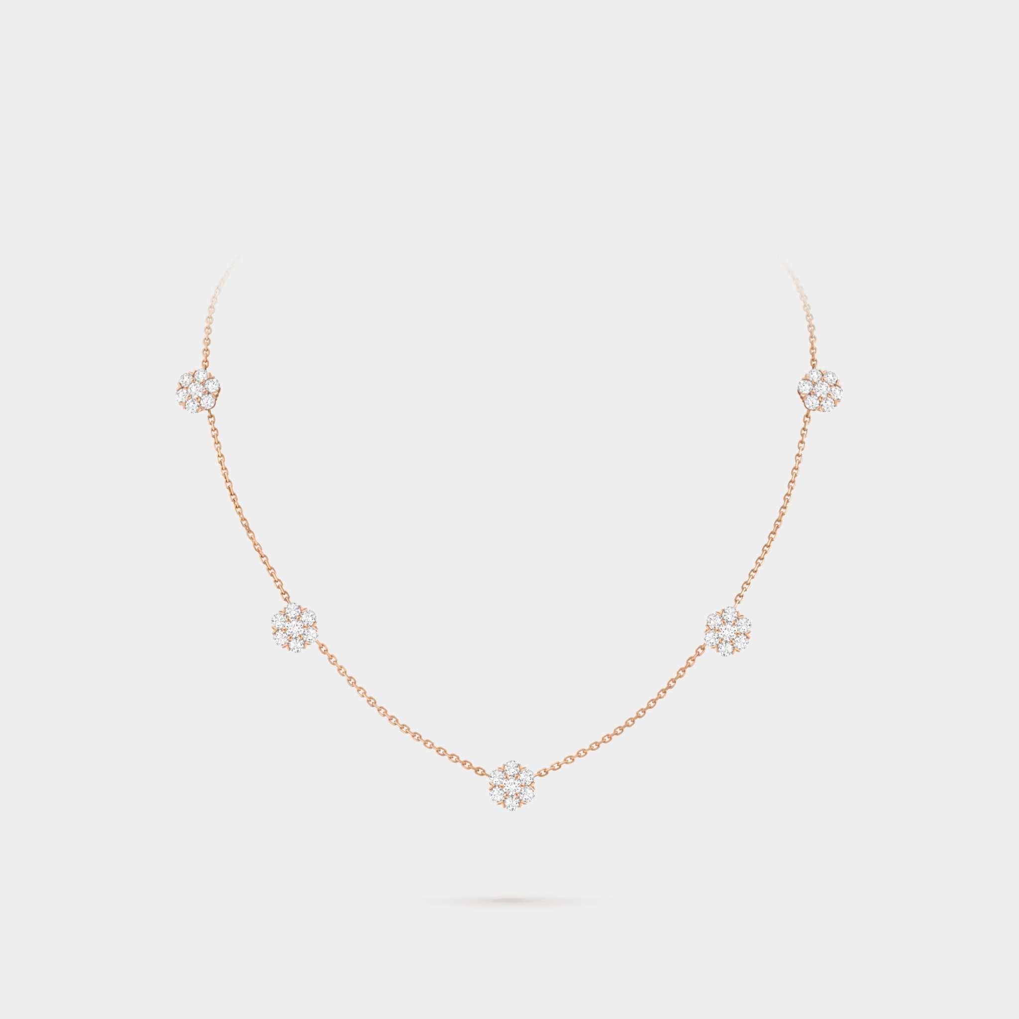 Fleurette Necklace 5 Flowers Rose Gold Diamond