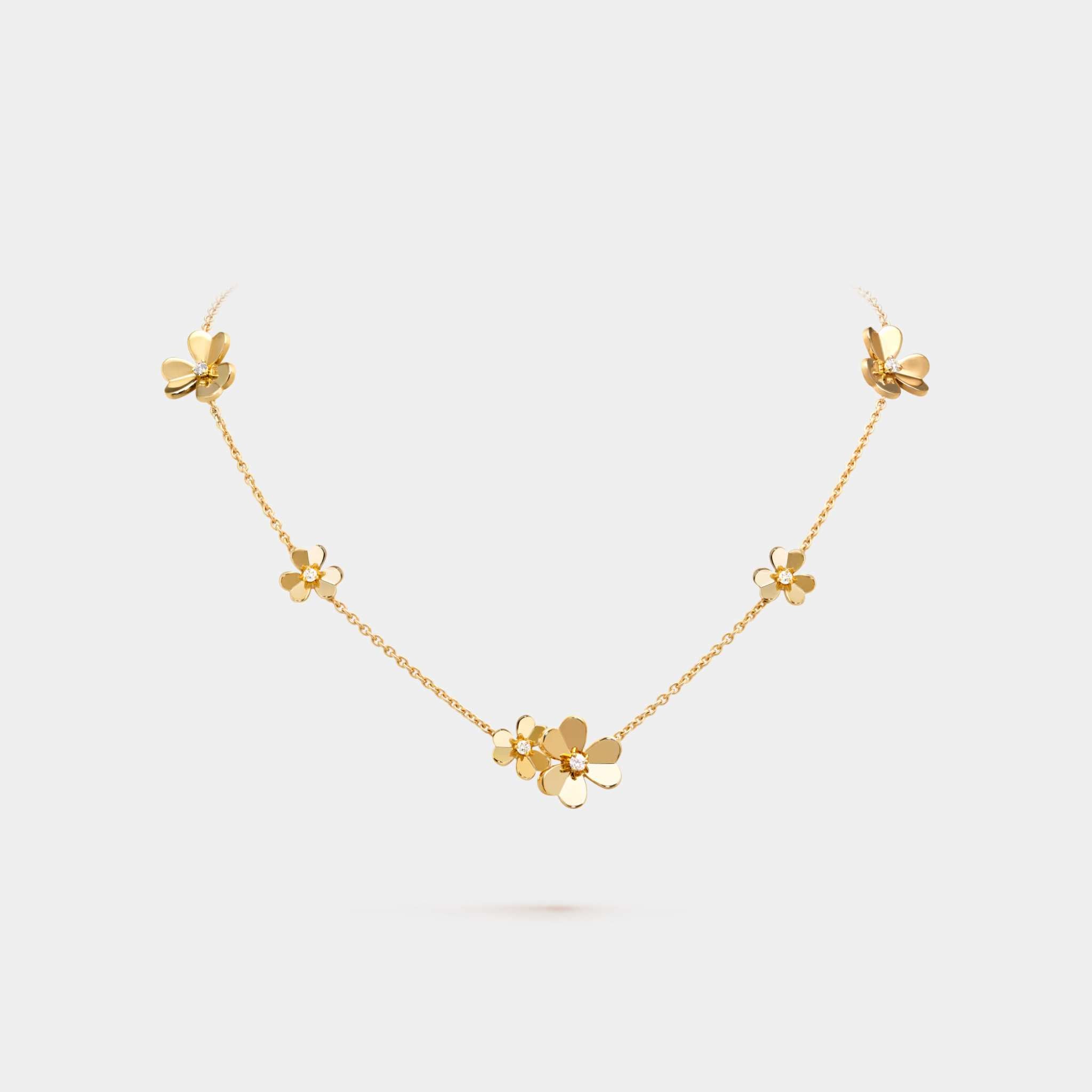 Frivole Necklace 9 Flowers Yellow Gold Diamonds