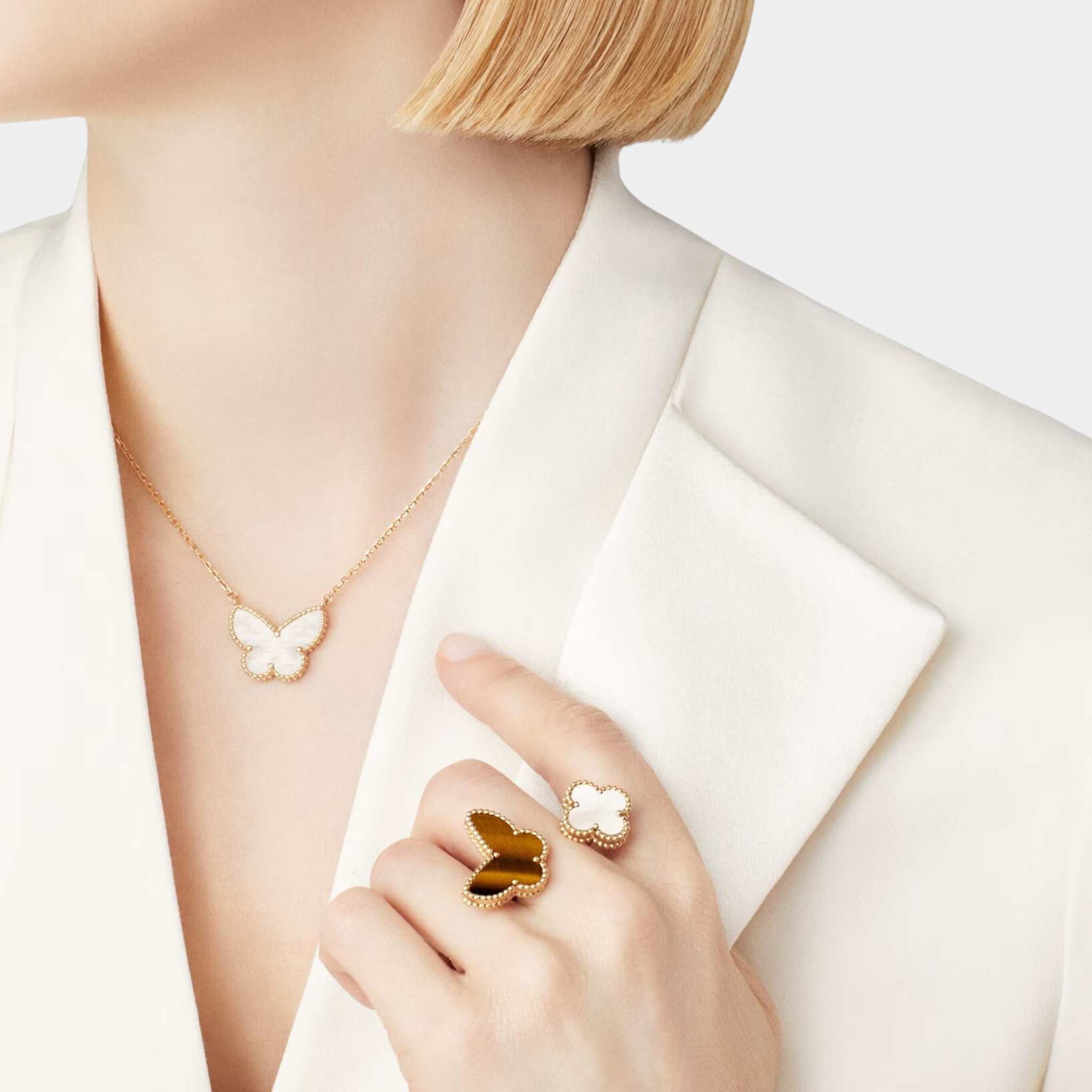 Lucky Alhambra Butterfly Pendant Yellow Gold & MOP