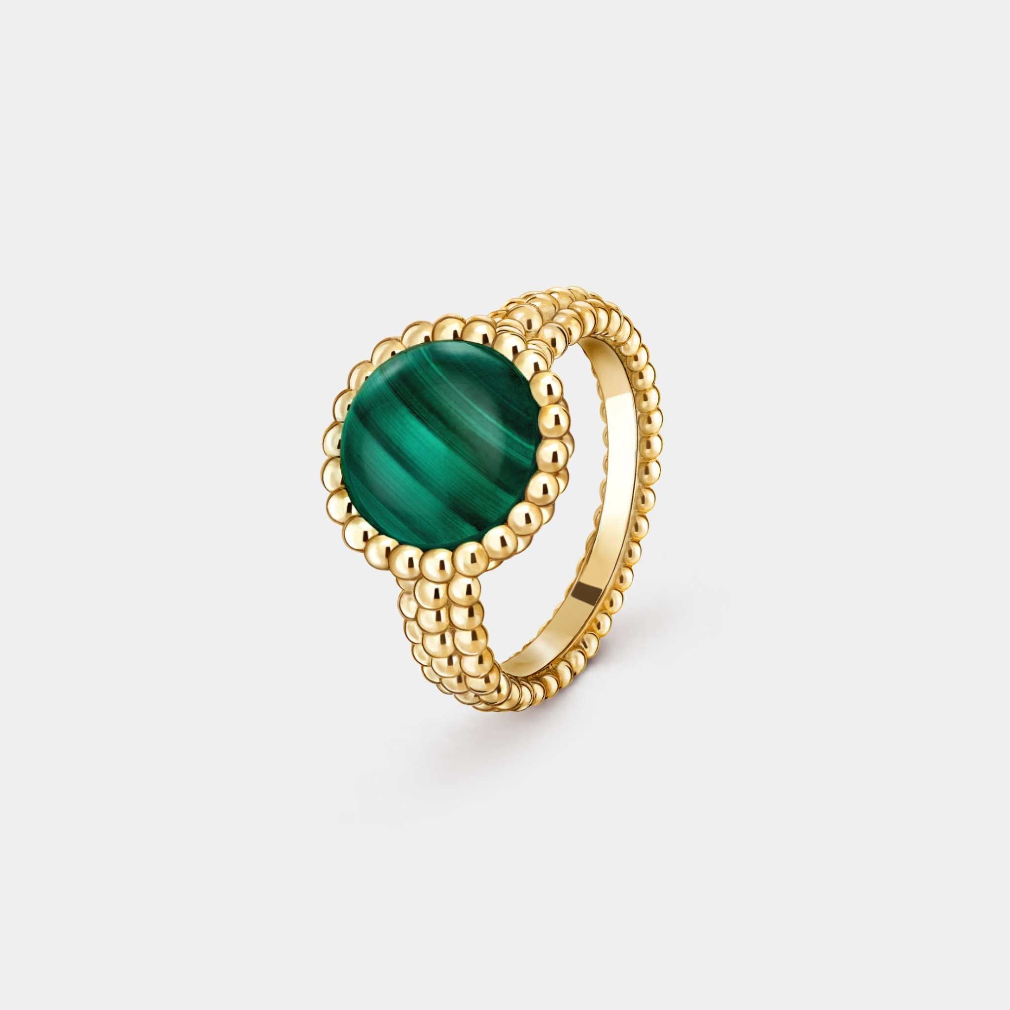 Perlée Couleurs Ring Yellow Gold Malachite