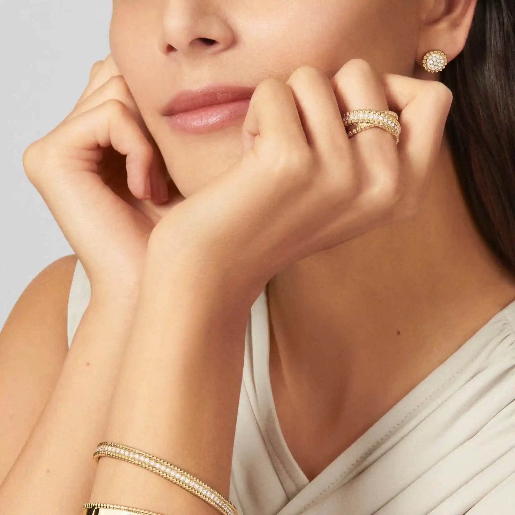 Van Cleef & Arpels Perlée Diamonds Earrings Yellow Gold Diamond