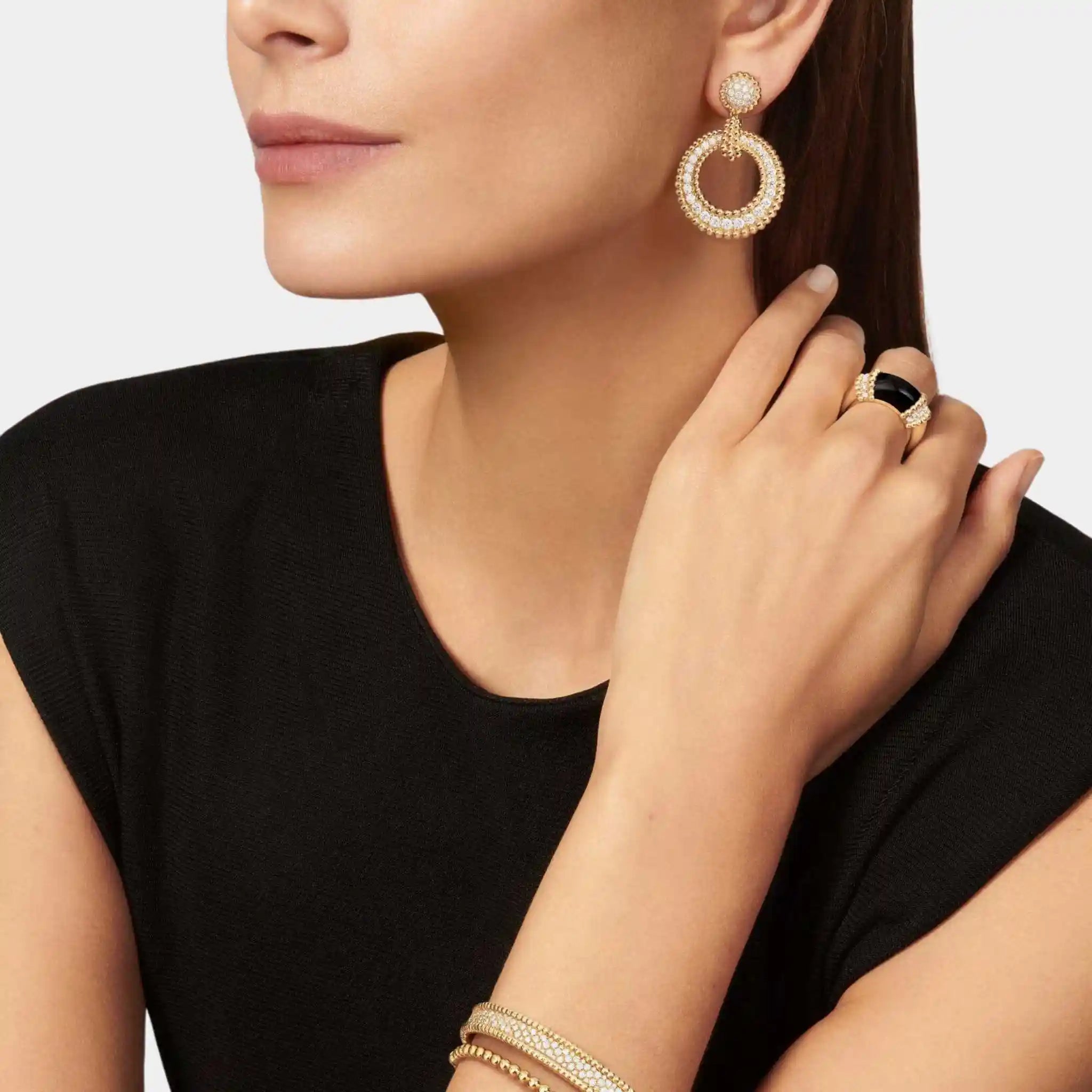 Perlée Diamonds Earrings Yellow Gold Diamond