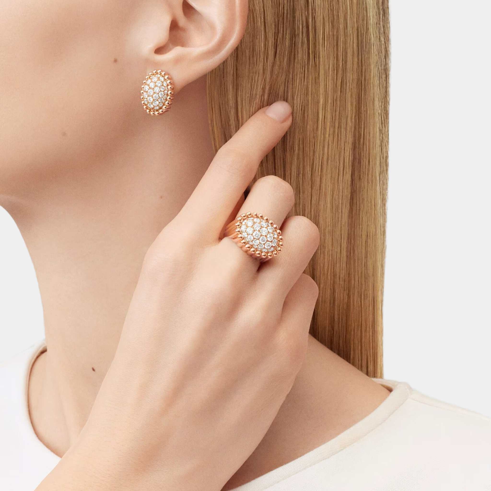 Perlée Diamonds Pavé Ring Rose Gold Diamond