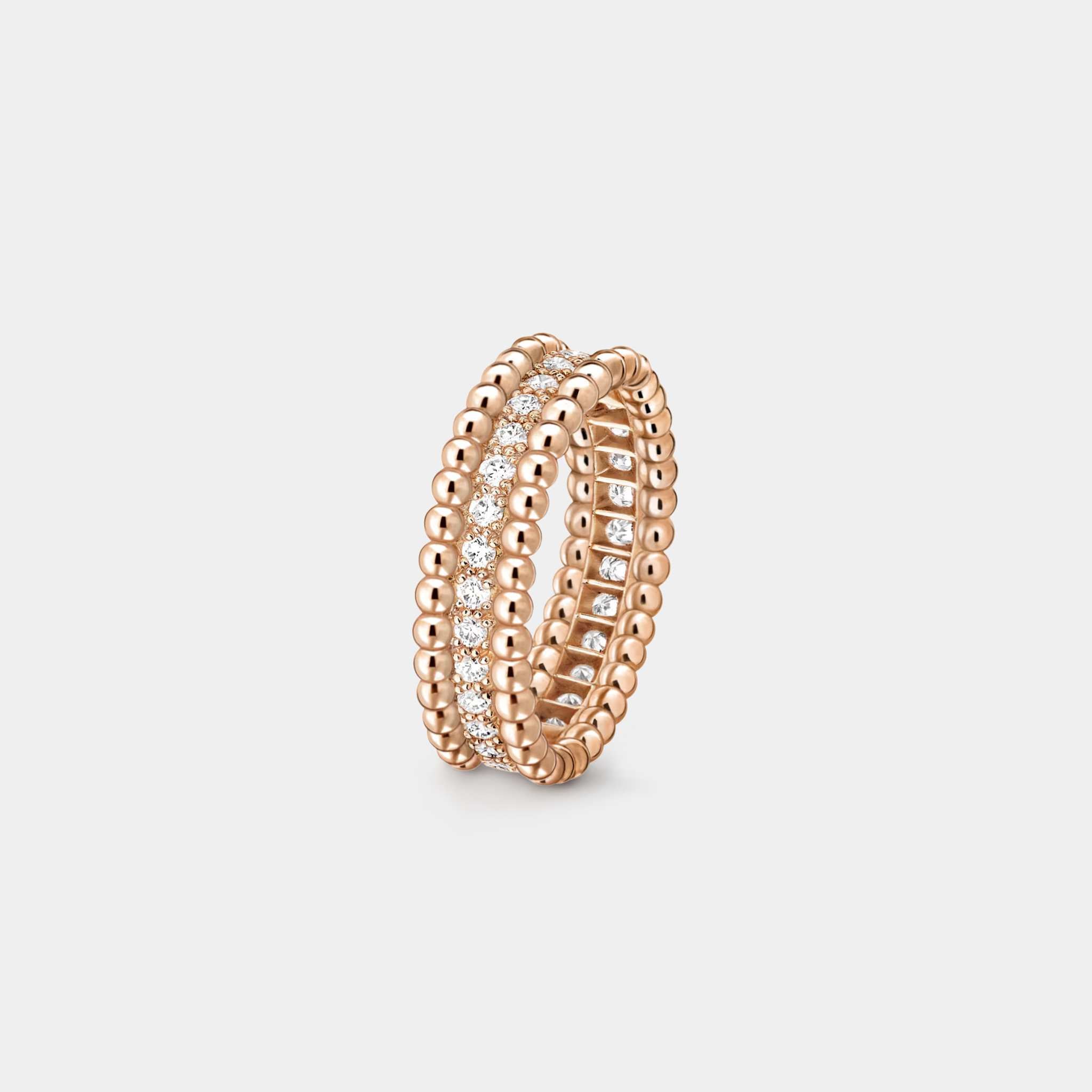 Perlée Diamonds Ring 1 Row Rose Gold Diamond