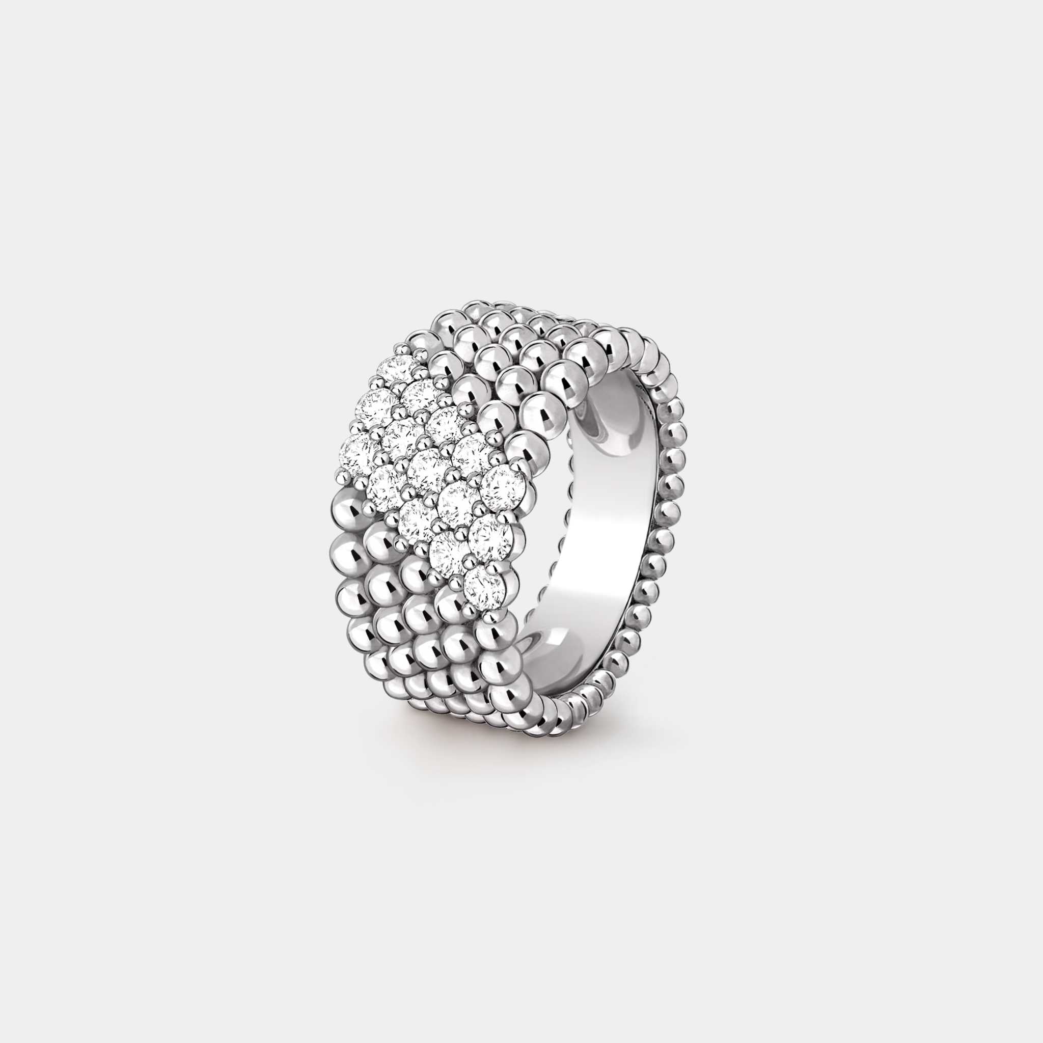 Perlée Diamonds Ring 5 Rows White Gold Diamond