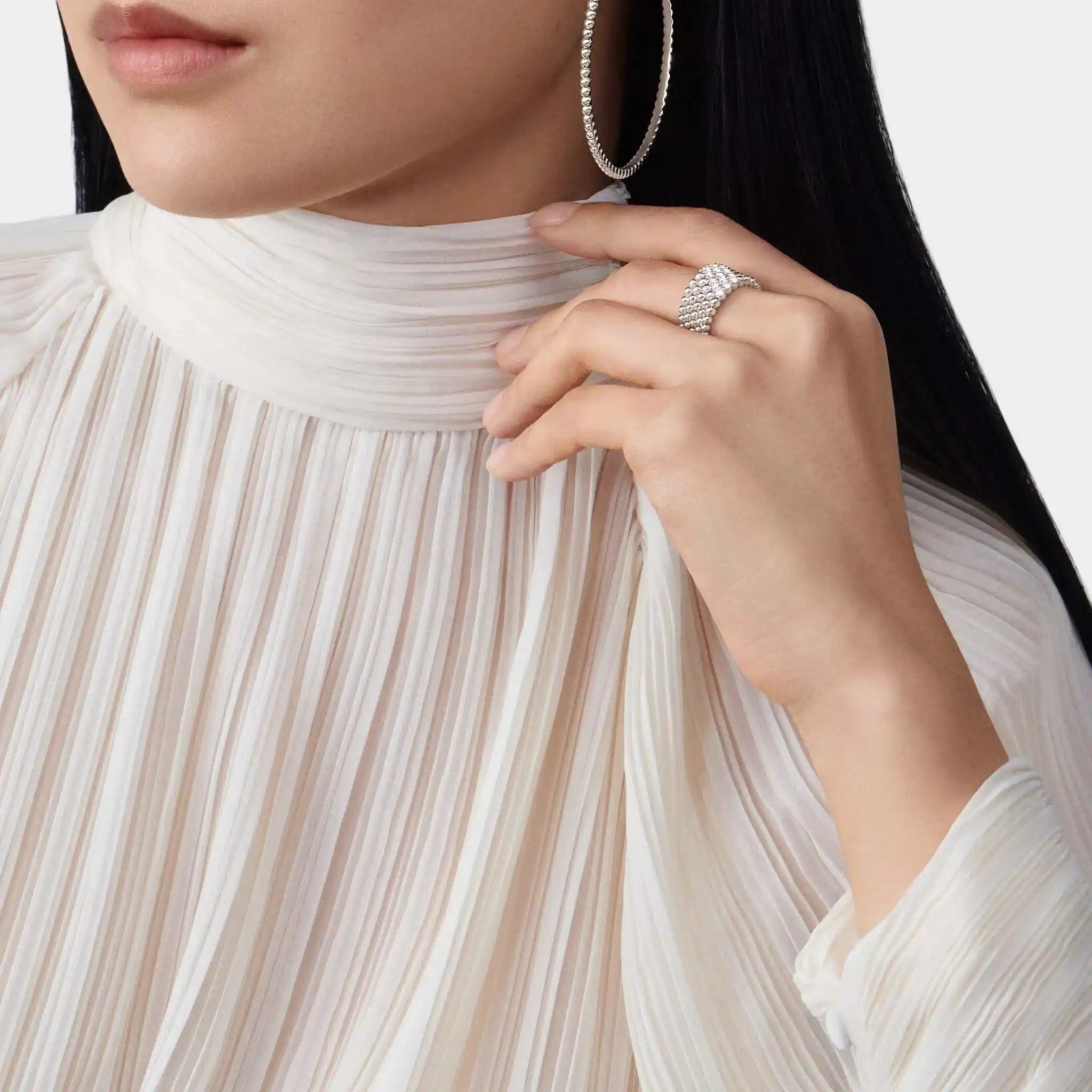 Perlée Diamonds Ring 5 Rows White Gold Diamond