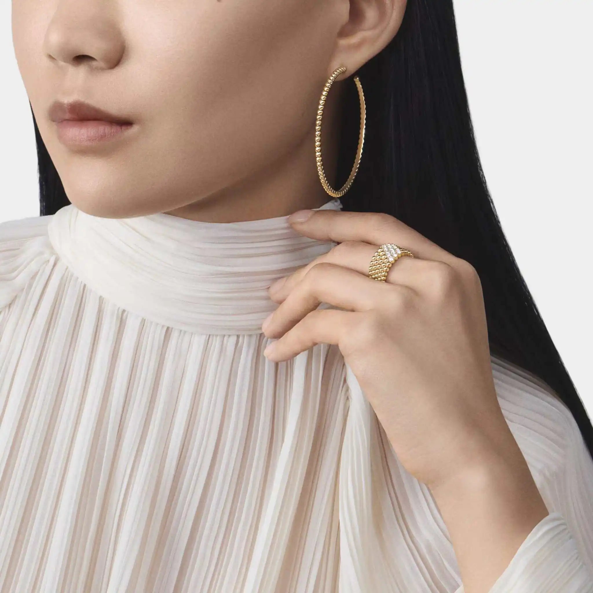 Perlée Diamonds Ring 5 Rows Yellow Gold Diamond