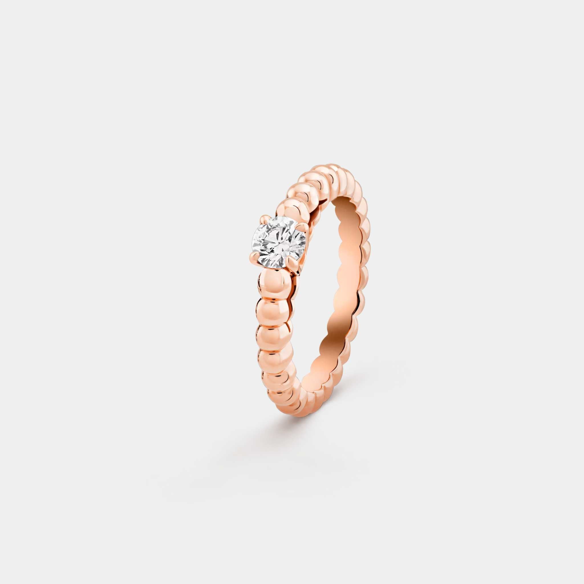 Perlée Solitaire Rose Gold Diamond Ring