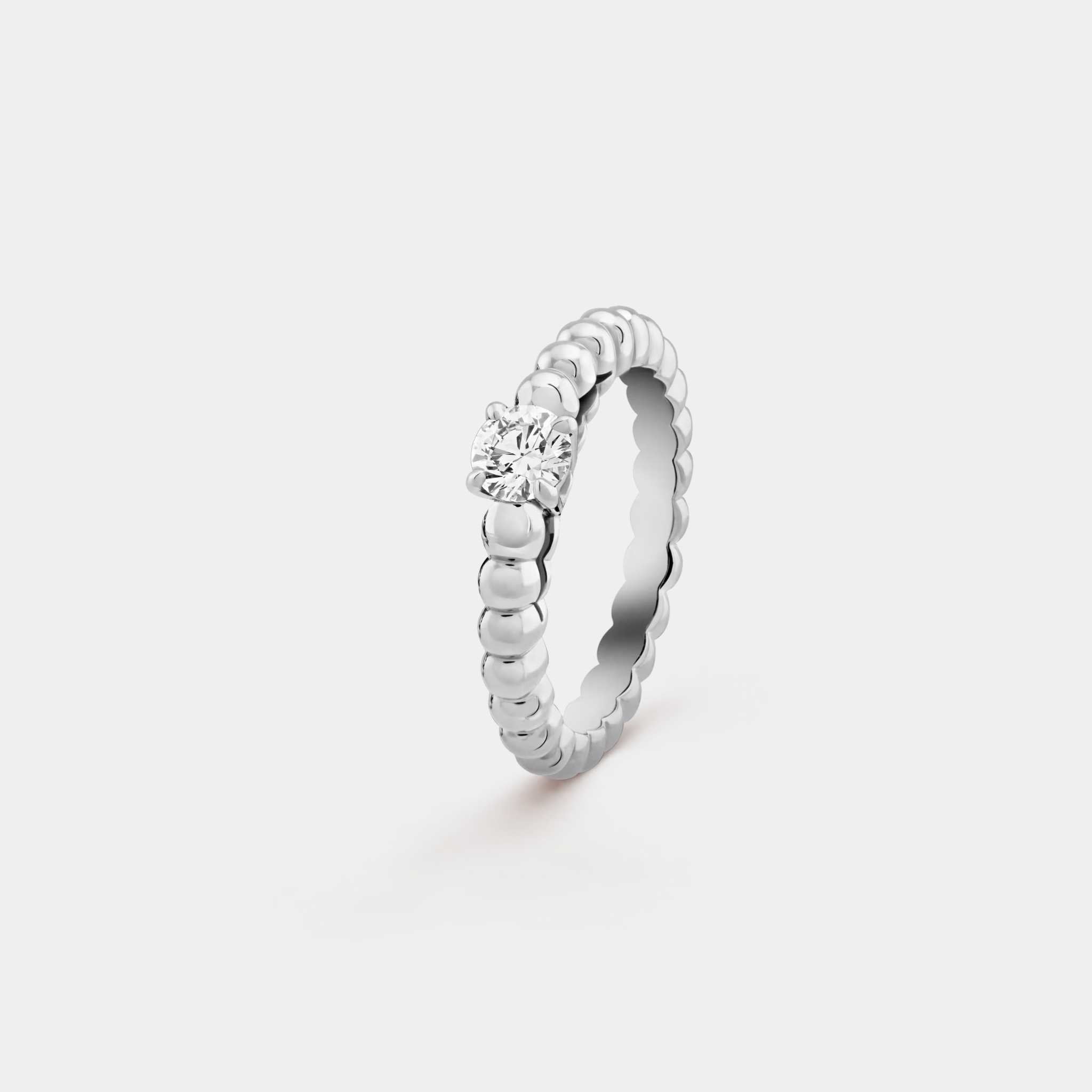Perlée Solitaire White Gold Diamond Ring