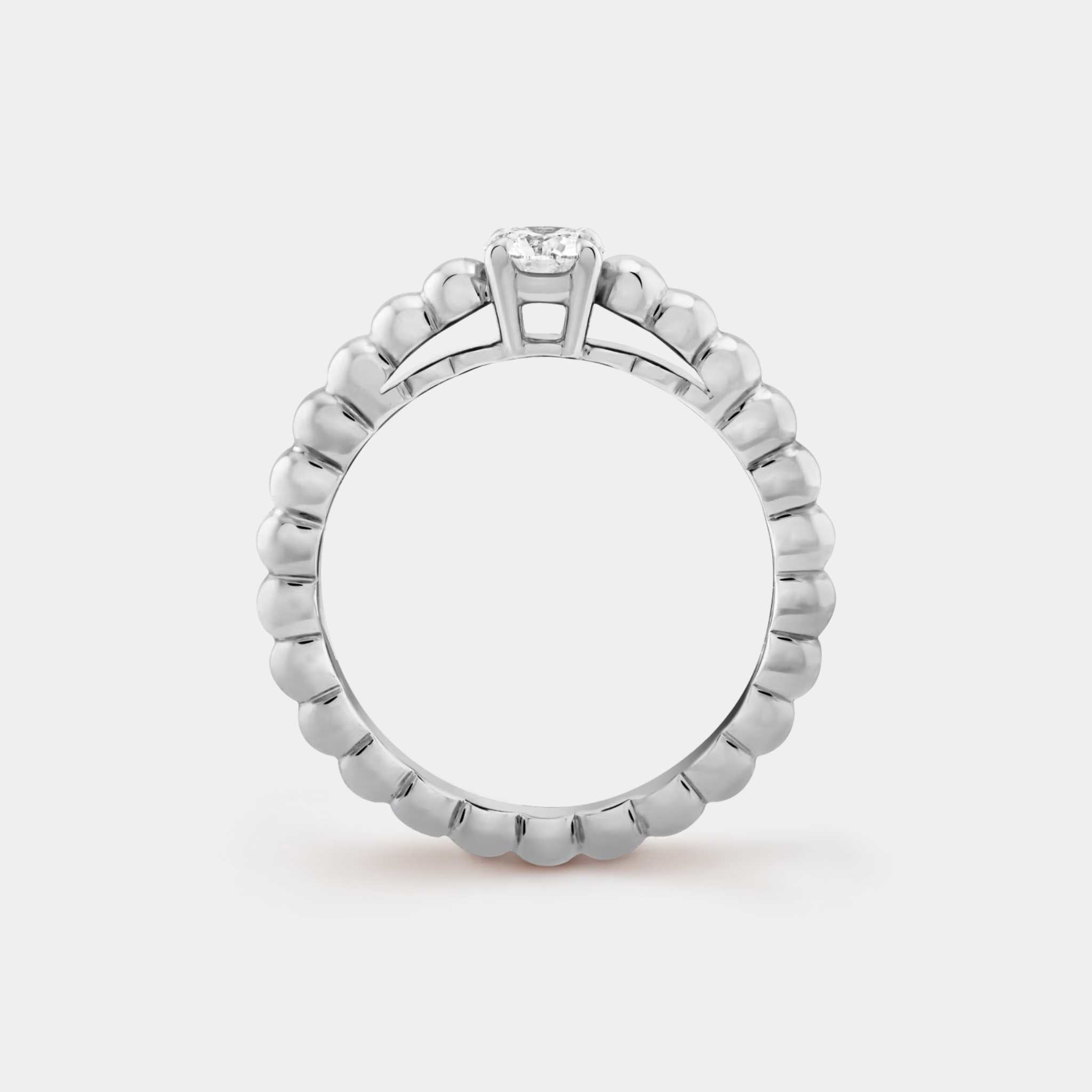 Perlée Solitaire White Gold Diamond Ring