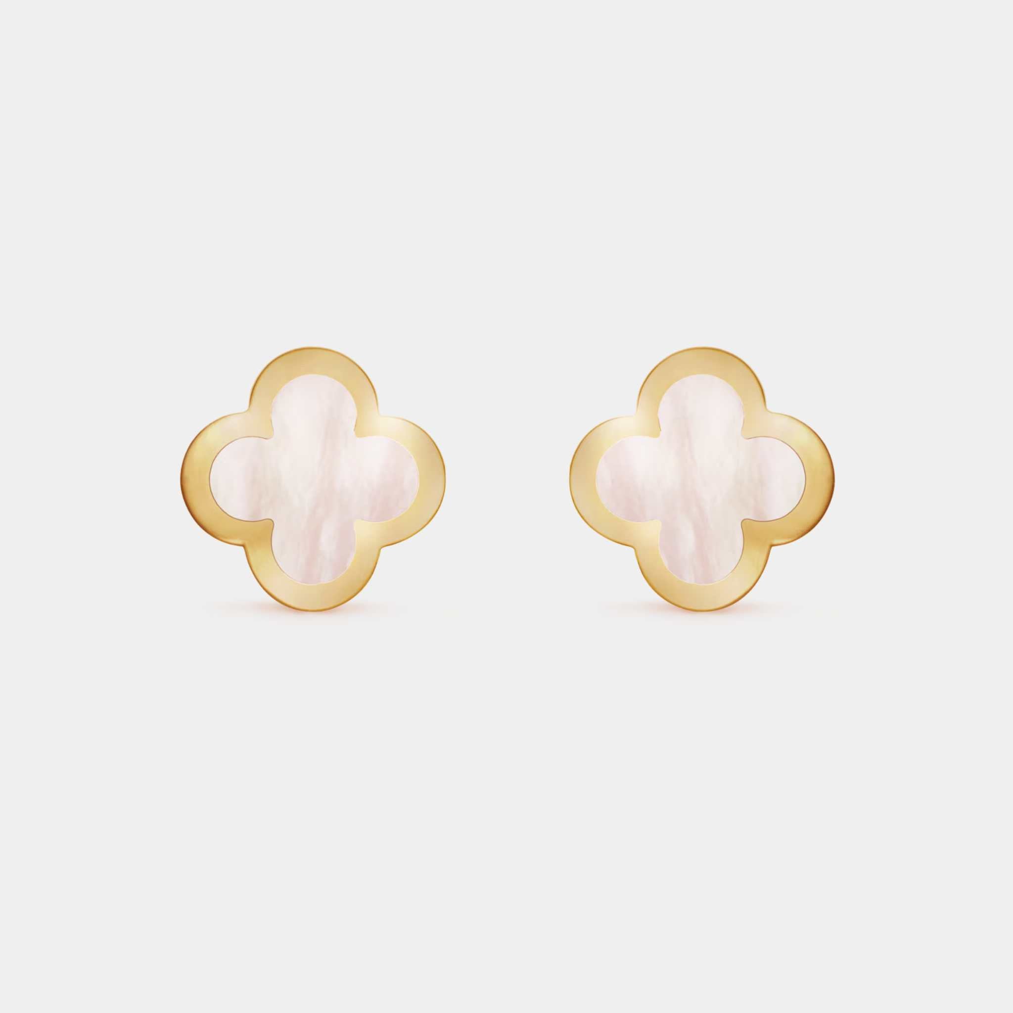 Pure Alhambra Earstuds Yellow Gold & Mother-of-Pearl
