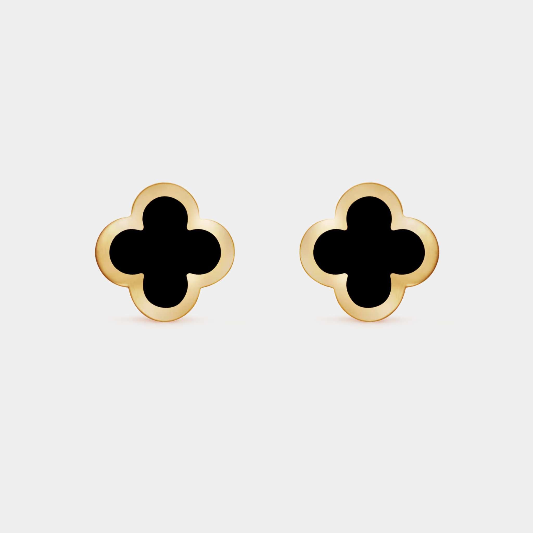 Pure Alhambra Earstuds Yellow Gold Onyx