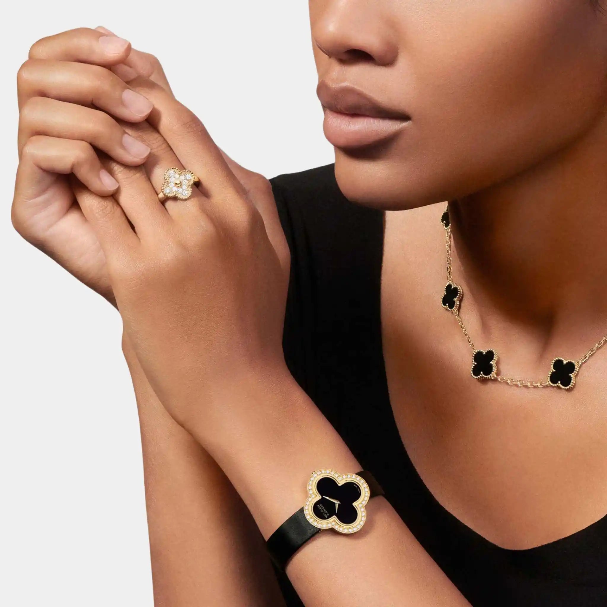 Vintage Alhambra Ring Yellow Gold Diamond