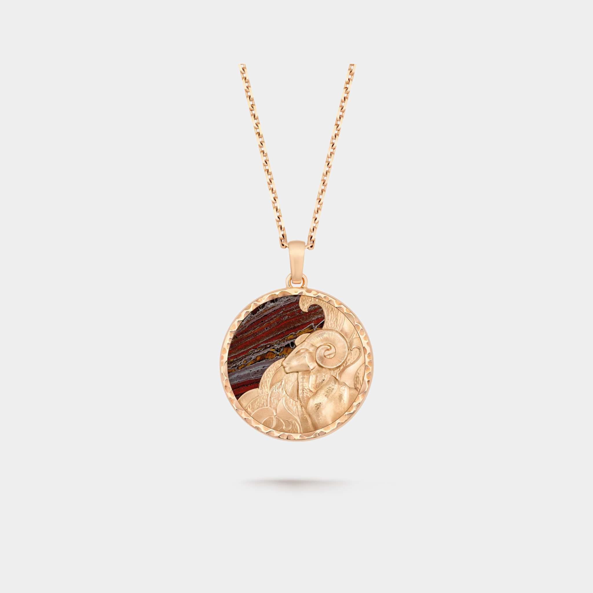 Zodiaque Arietis Long Necklace in Rose Gold & Iron Eye
