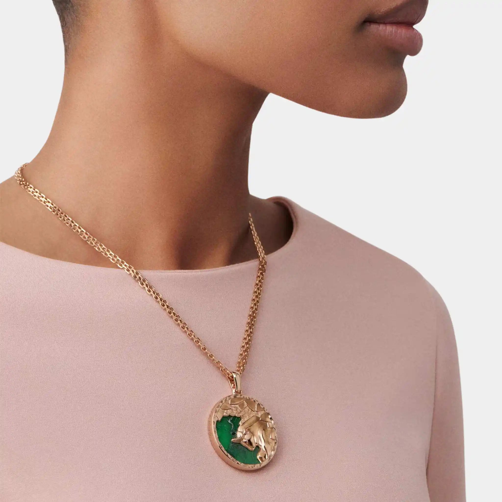 Zodiaque Tauri Long Necklace in Rose Gold & Aventurine