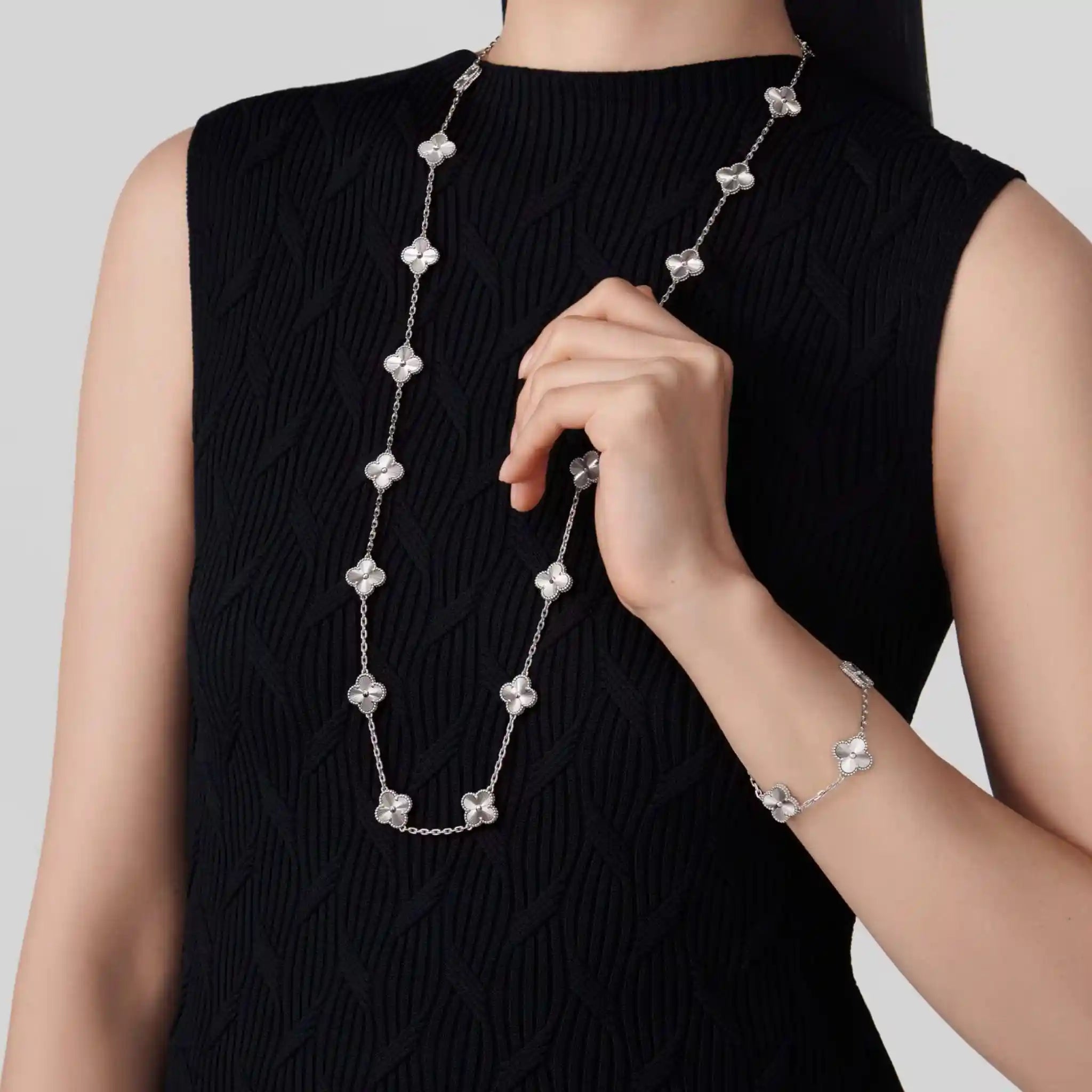 Alhambra White Gold Motifs Bracelet