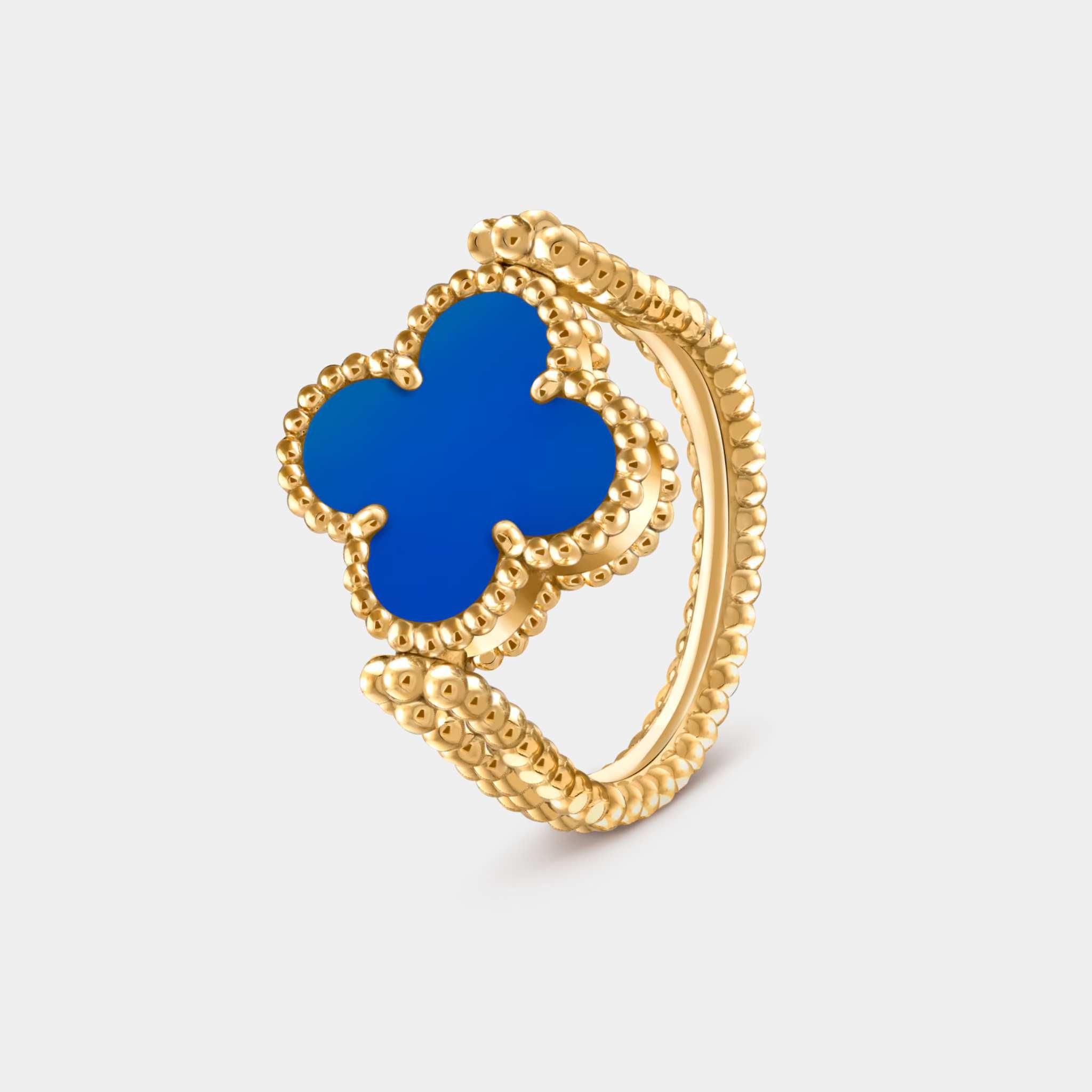 Vintage Alhambra Reversible Ring Yellow Gold Agate Diamond