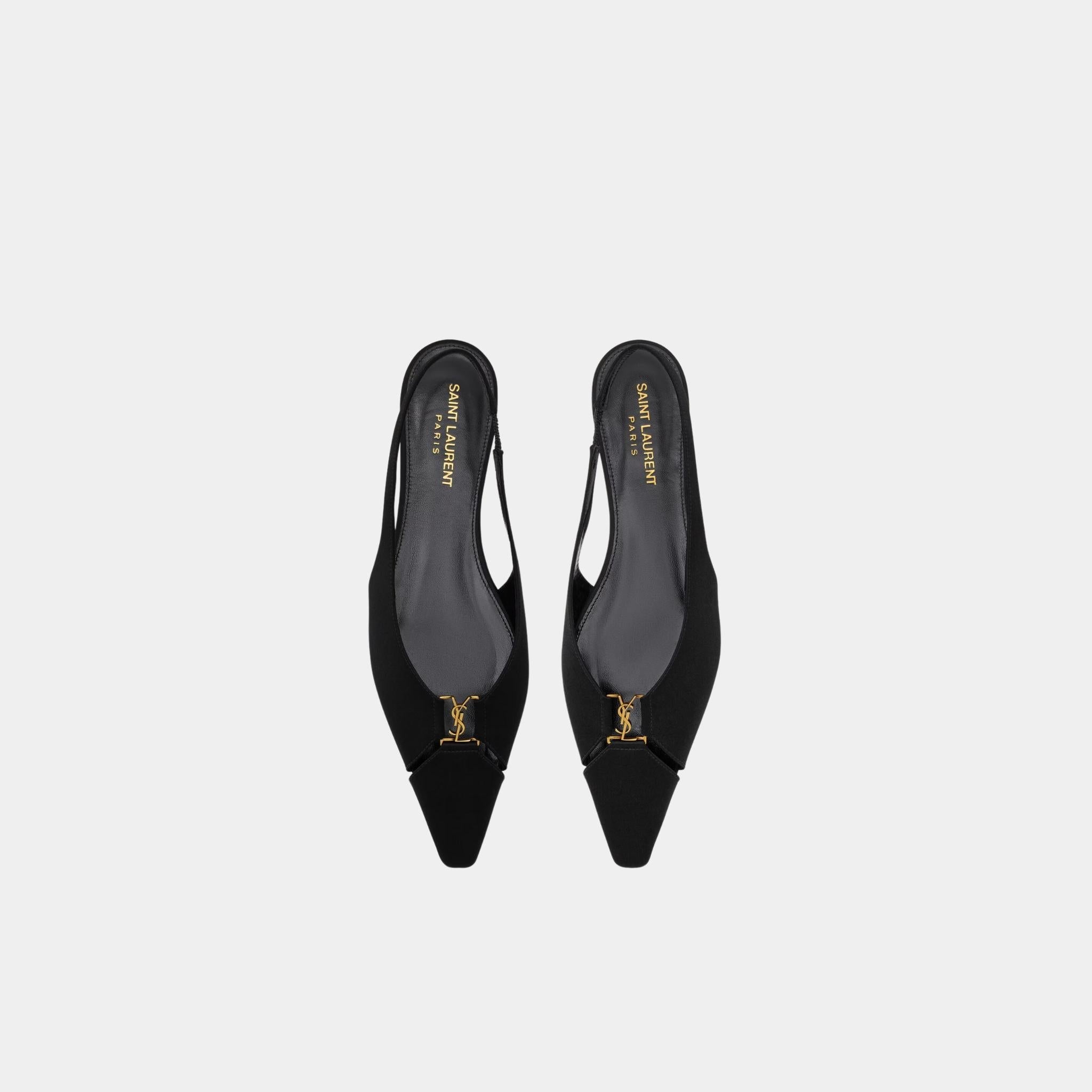 Babylone Slingback Flats In Satin Crepe