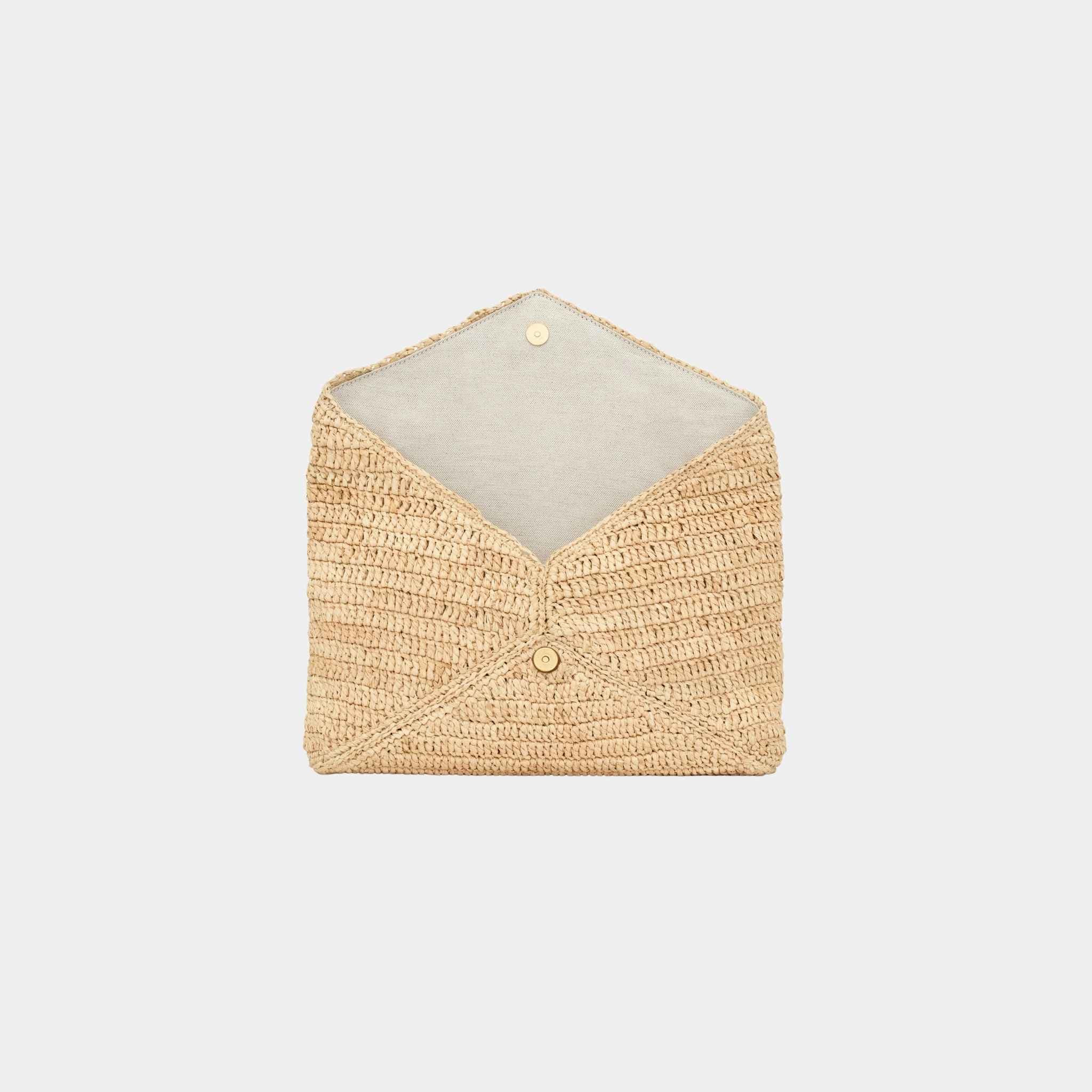 Cassandre Large Envelope Pouch In Raffia