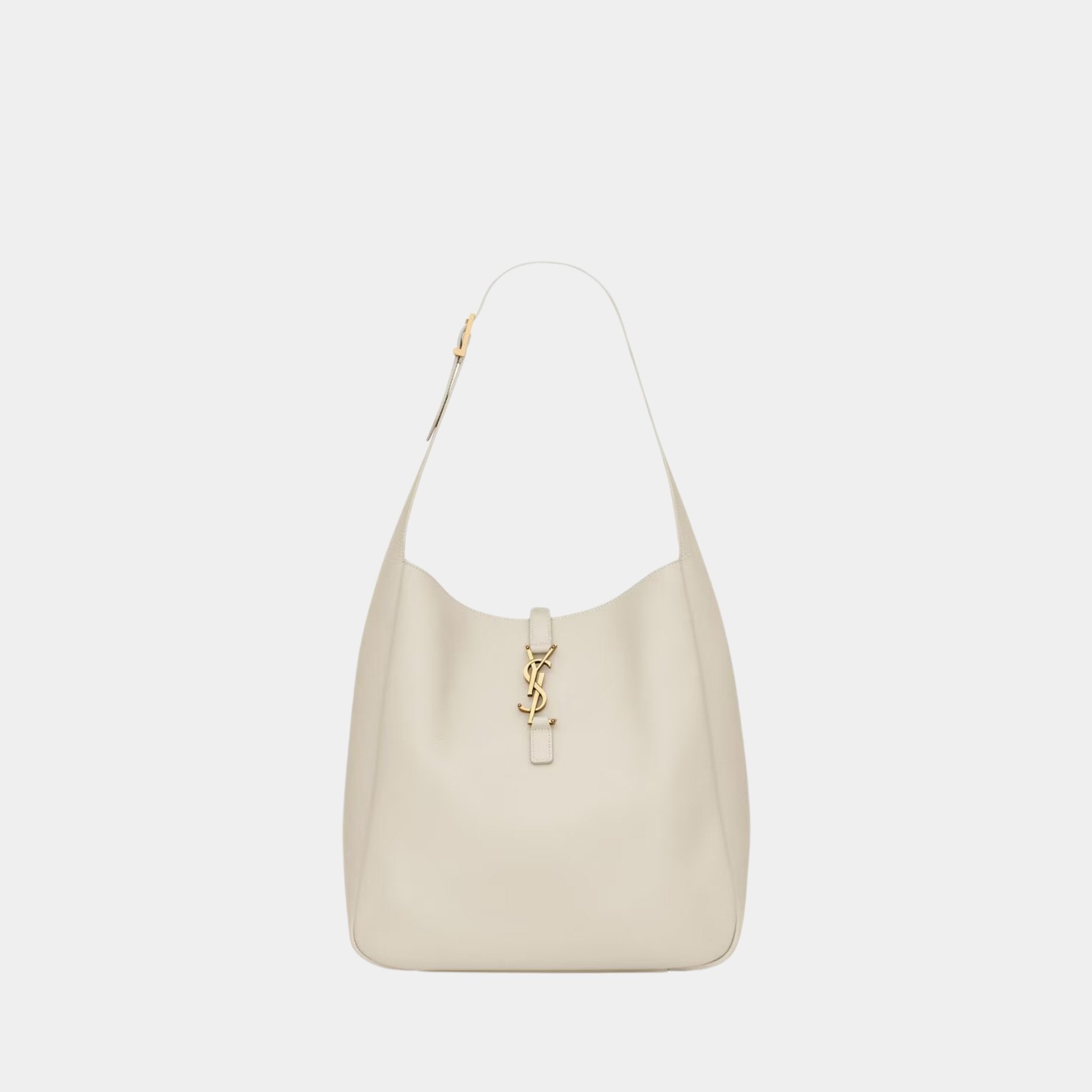 Yves Saint Laurent Le 5 A 7 Supple Large In Grained Leather, Blanc Vintage, Front