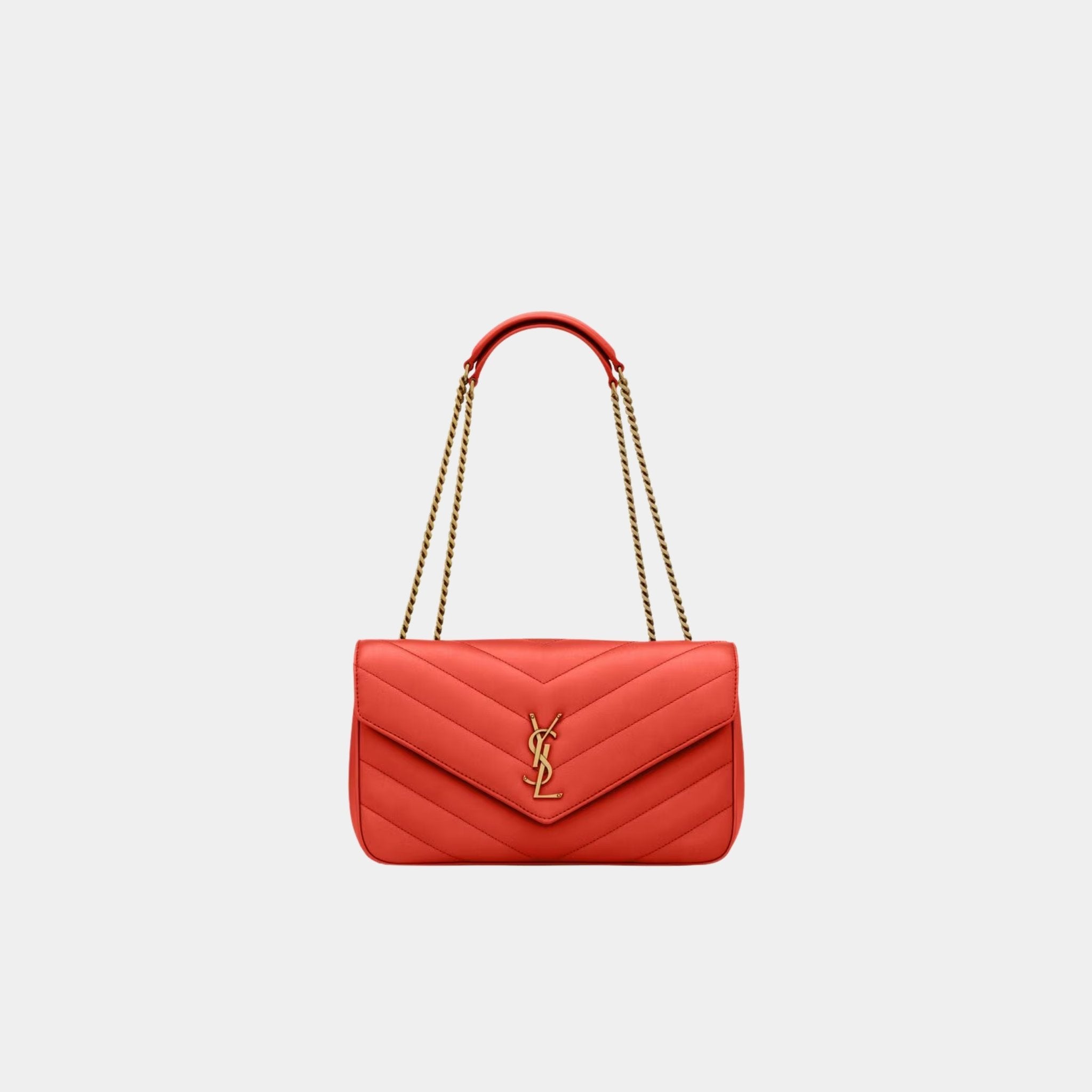 Yves Saint Laurent Loulou Medium In Matelasse Lambskin, Celosia, Front