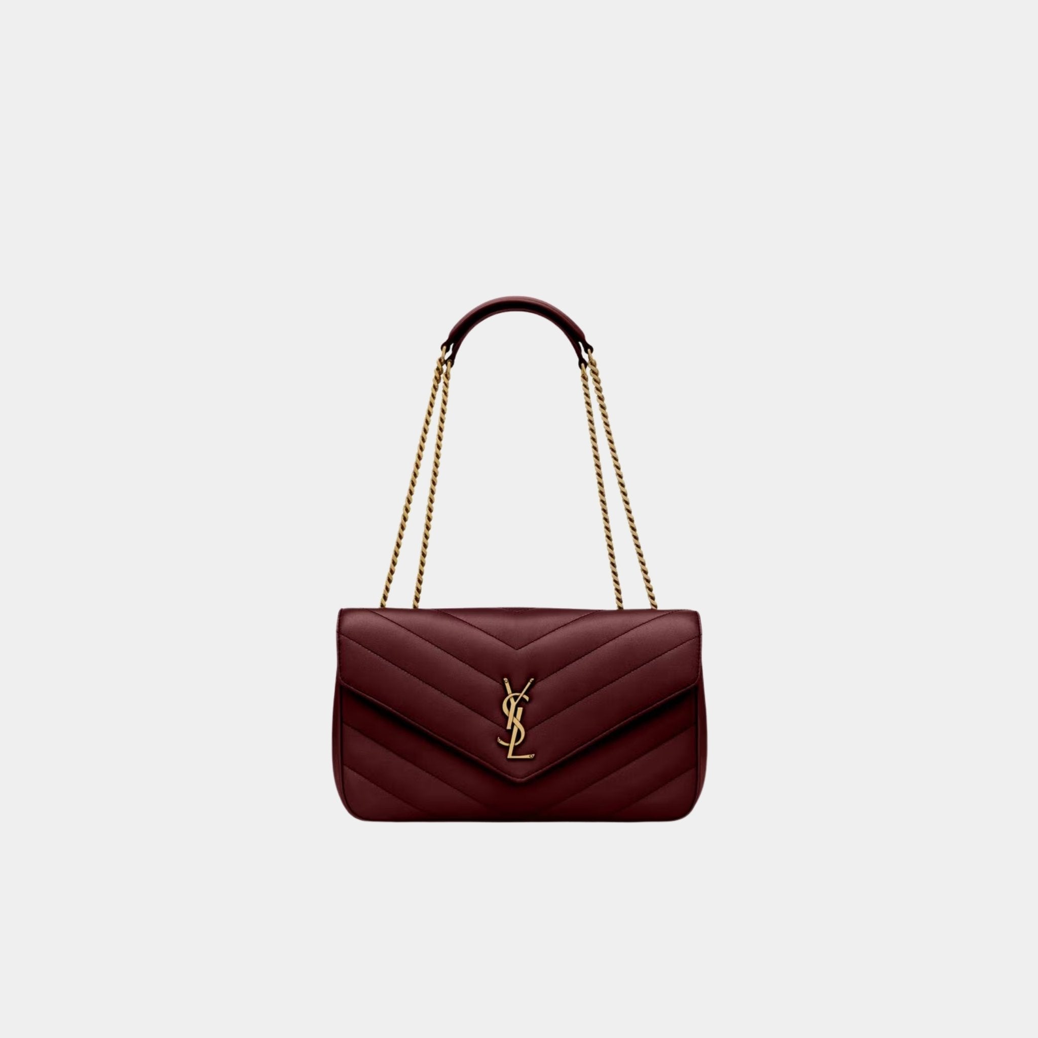 Yves Saint Laurent Loulou Medium In Matelasse Lambskin, Rouge Cabernet, Front