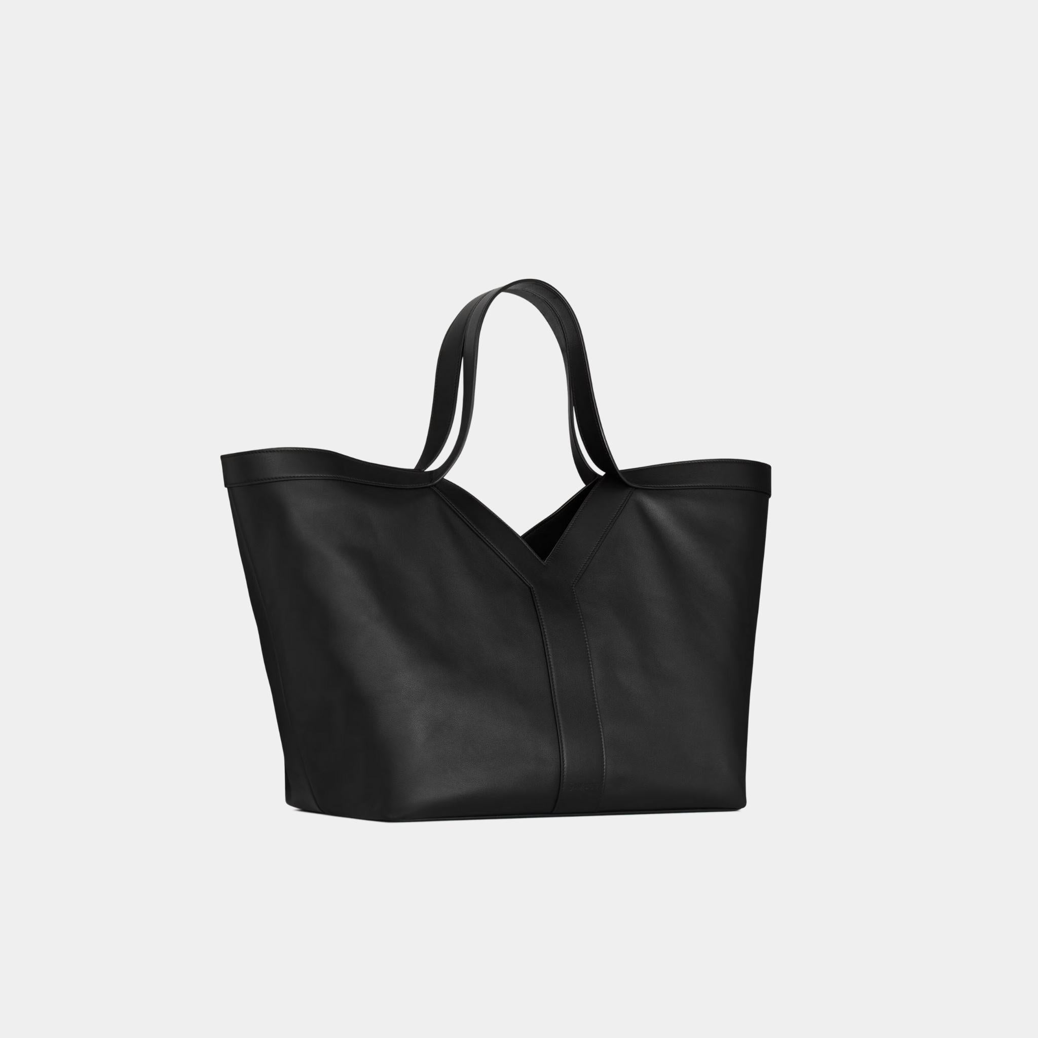Y Tote In Grained Leather With Tonal Suede Lining