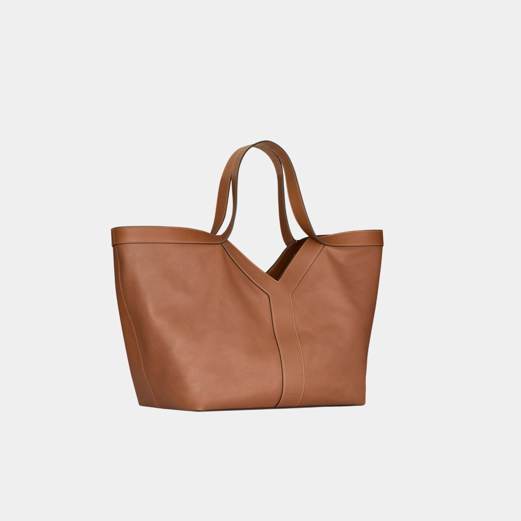 Y Tote In Grained Leather With Tonal Suede Lining