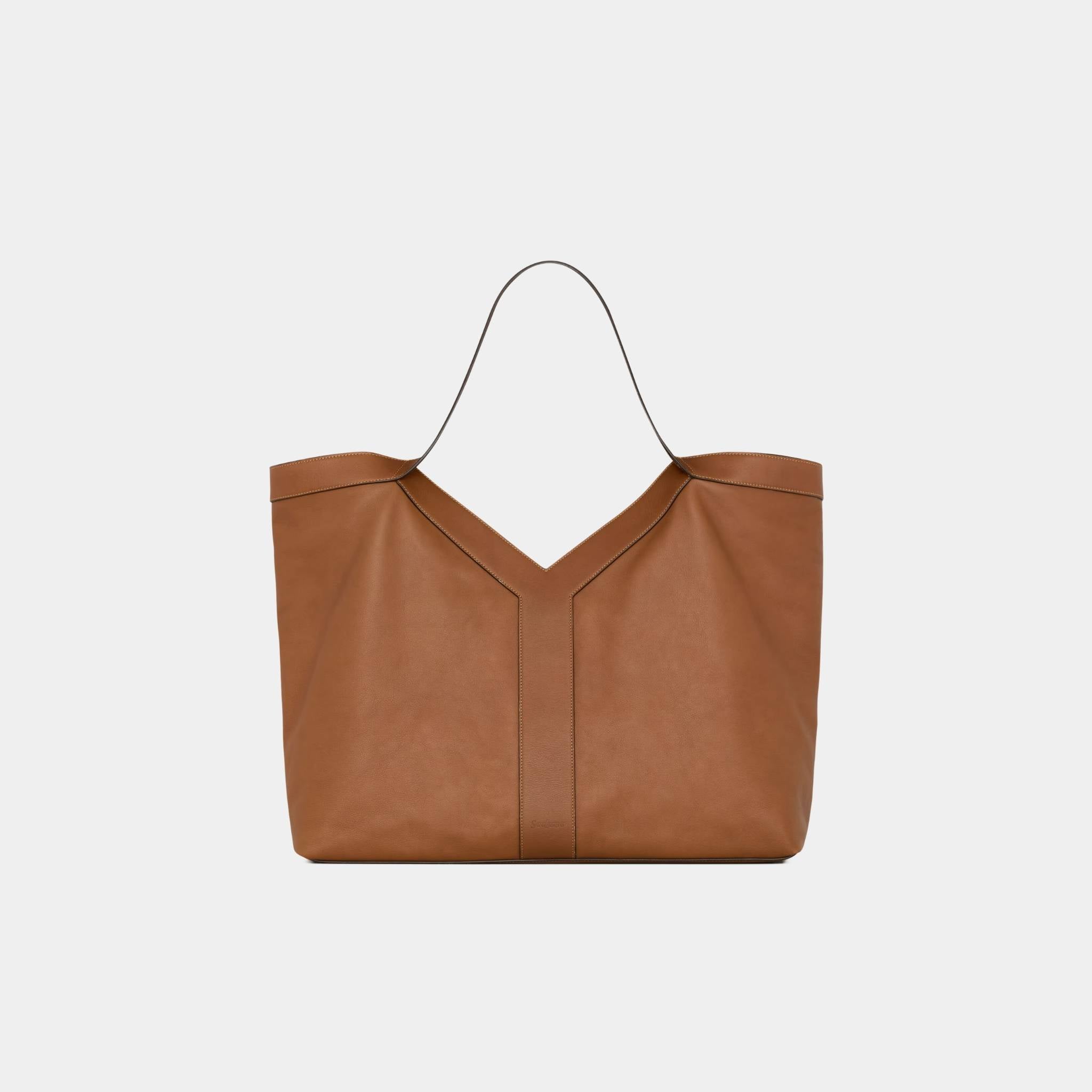 Y Tote In Leather With Tonal Suede Lining