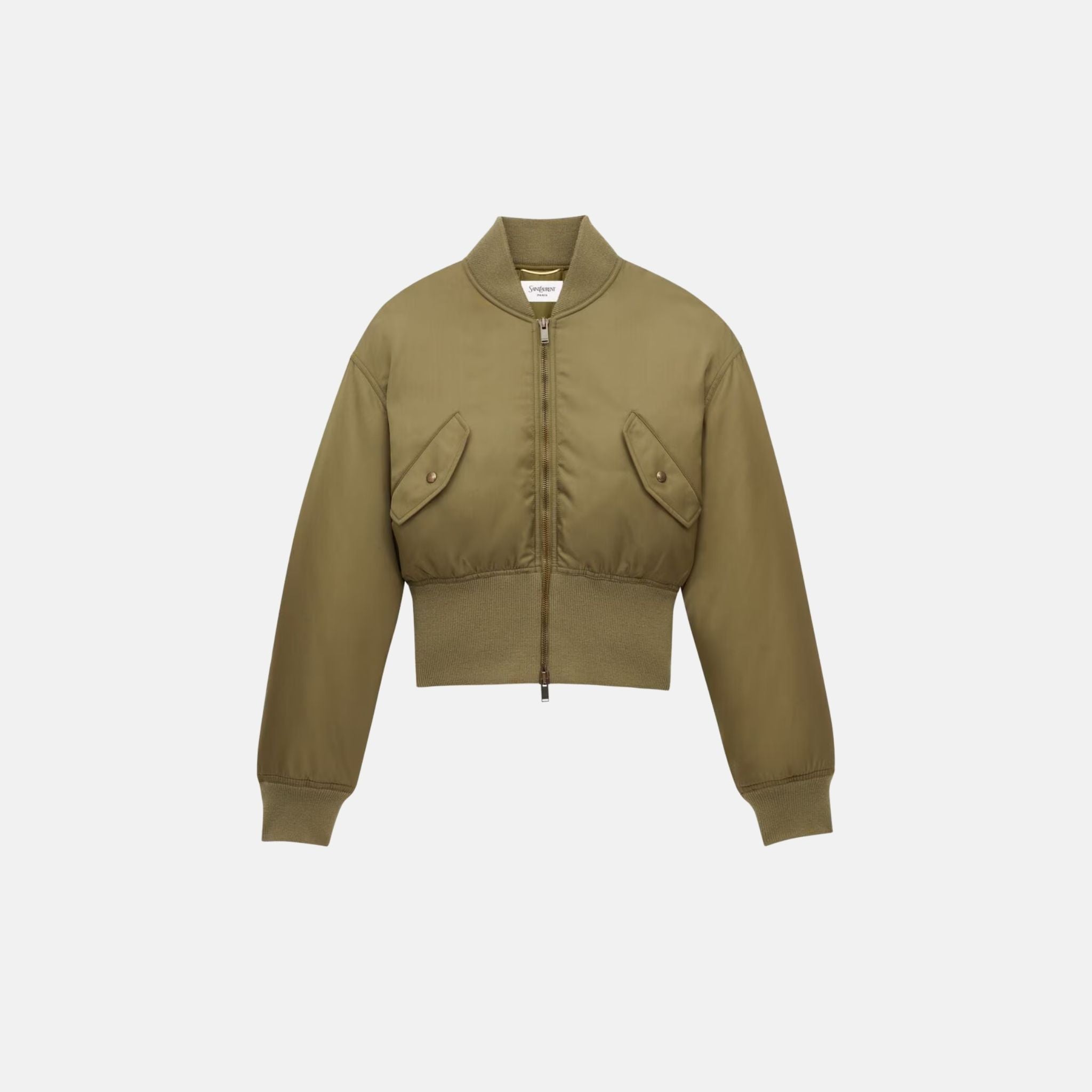 Yves Saint Laurent Bomber Jacket In Nylon, Kaki, Front