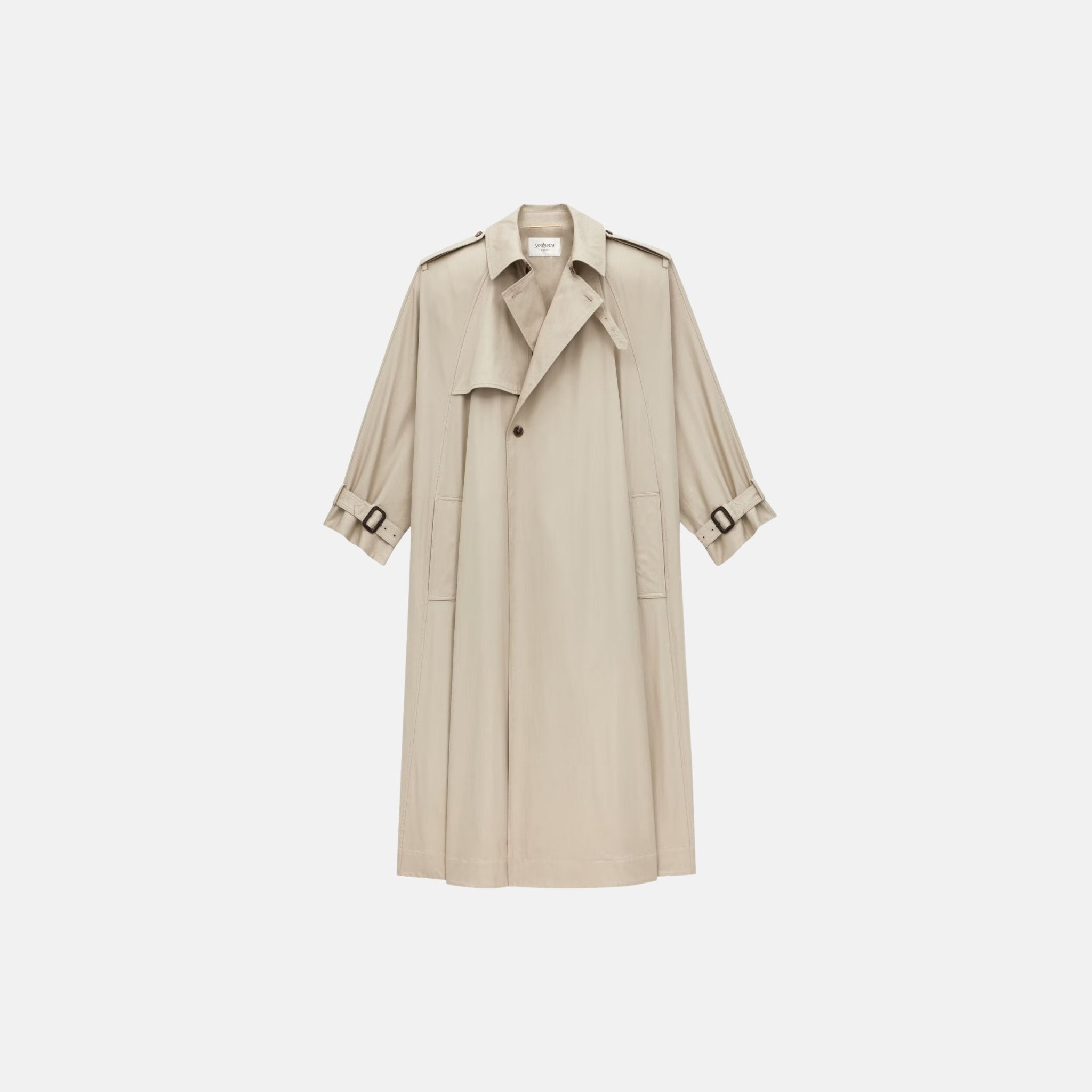 Yves Saint Laurent Cape Trench Coat In Cotton Twill, Front
