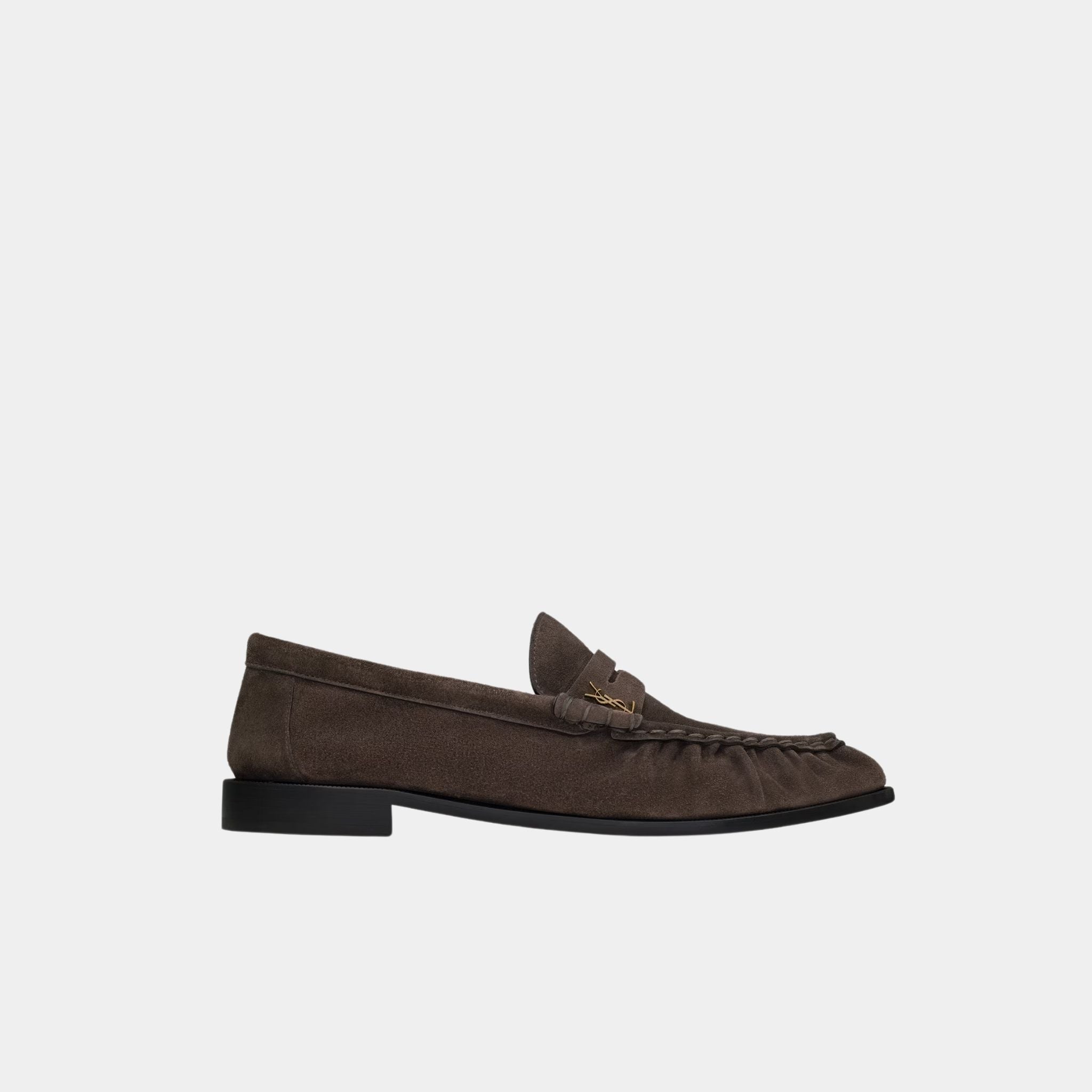 Yves Saint Laurent Le Loafer Supple in Suede, Dark Chocolate, Side