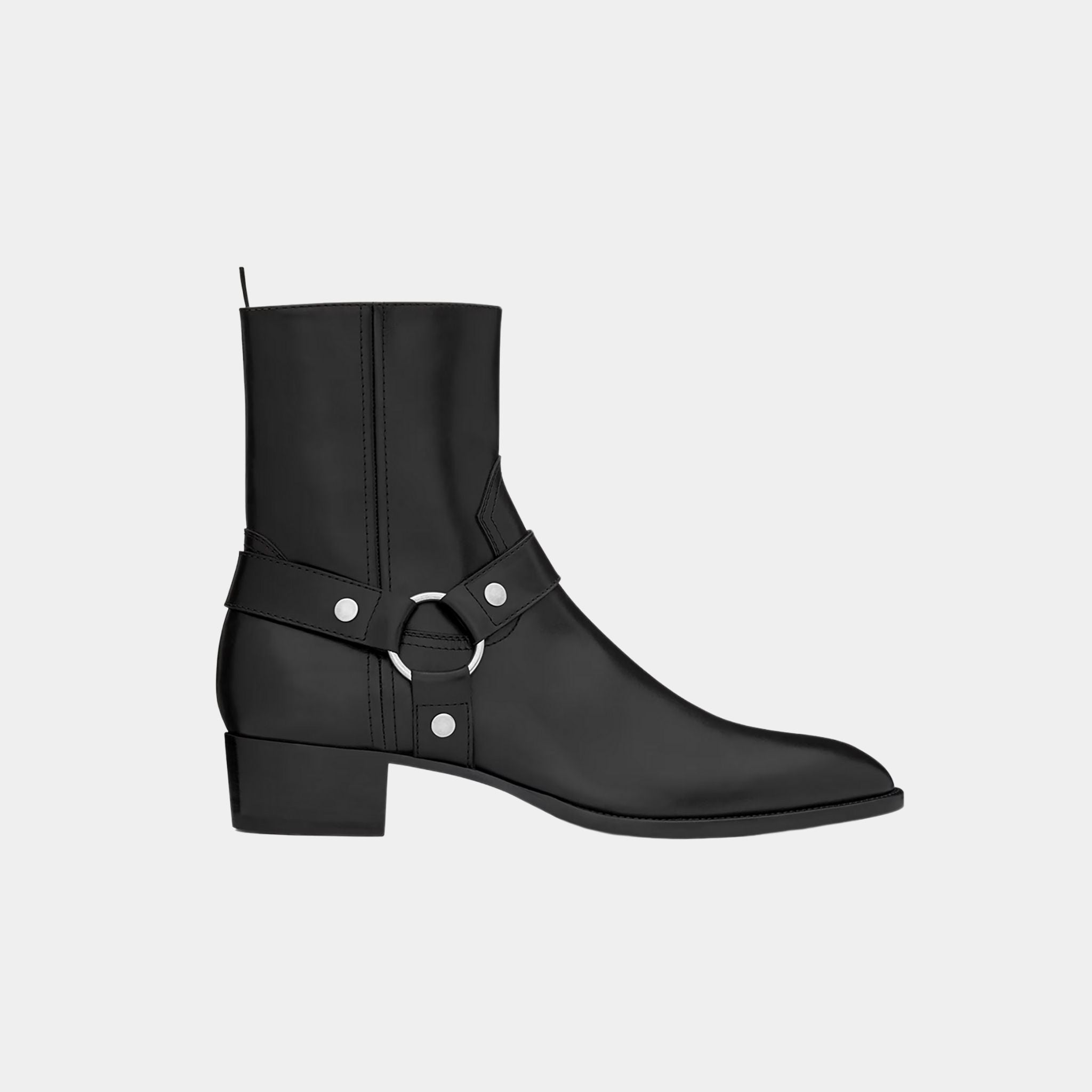 Wyatt Harness Boots in Black Smooth Leather
