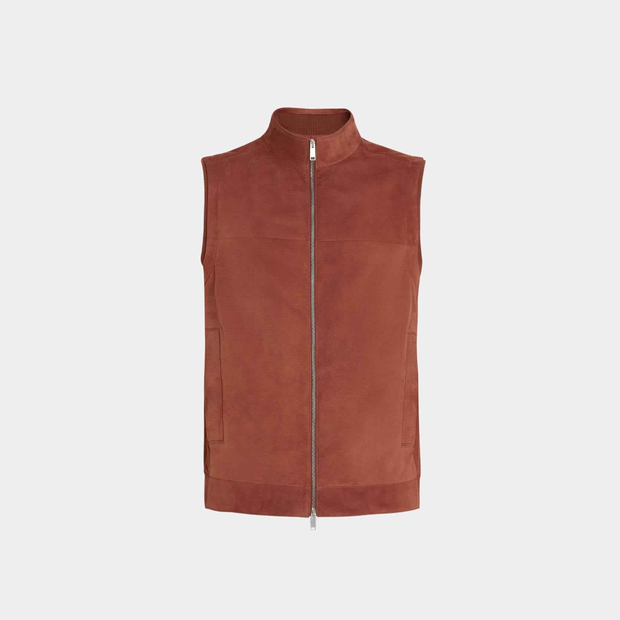 Leather Vest With Silk-Cotton Blend Lining