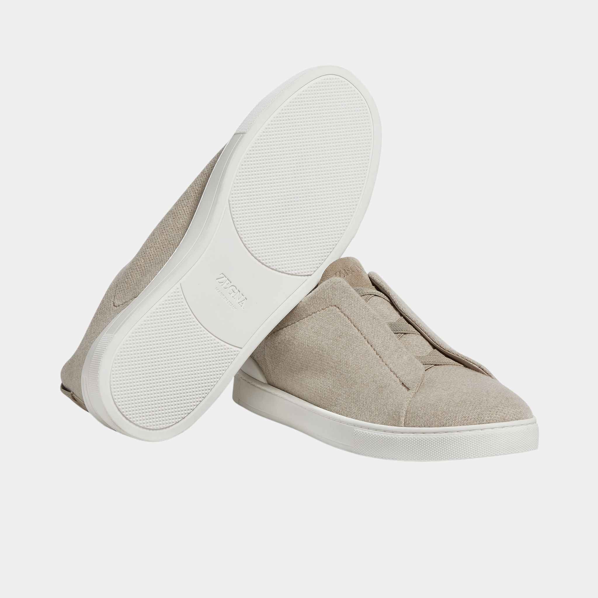 Light Taupe Cashmere Triple Stitch Sneakers
