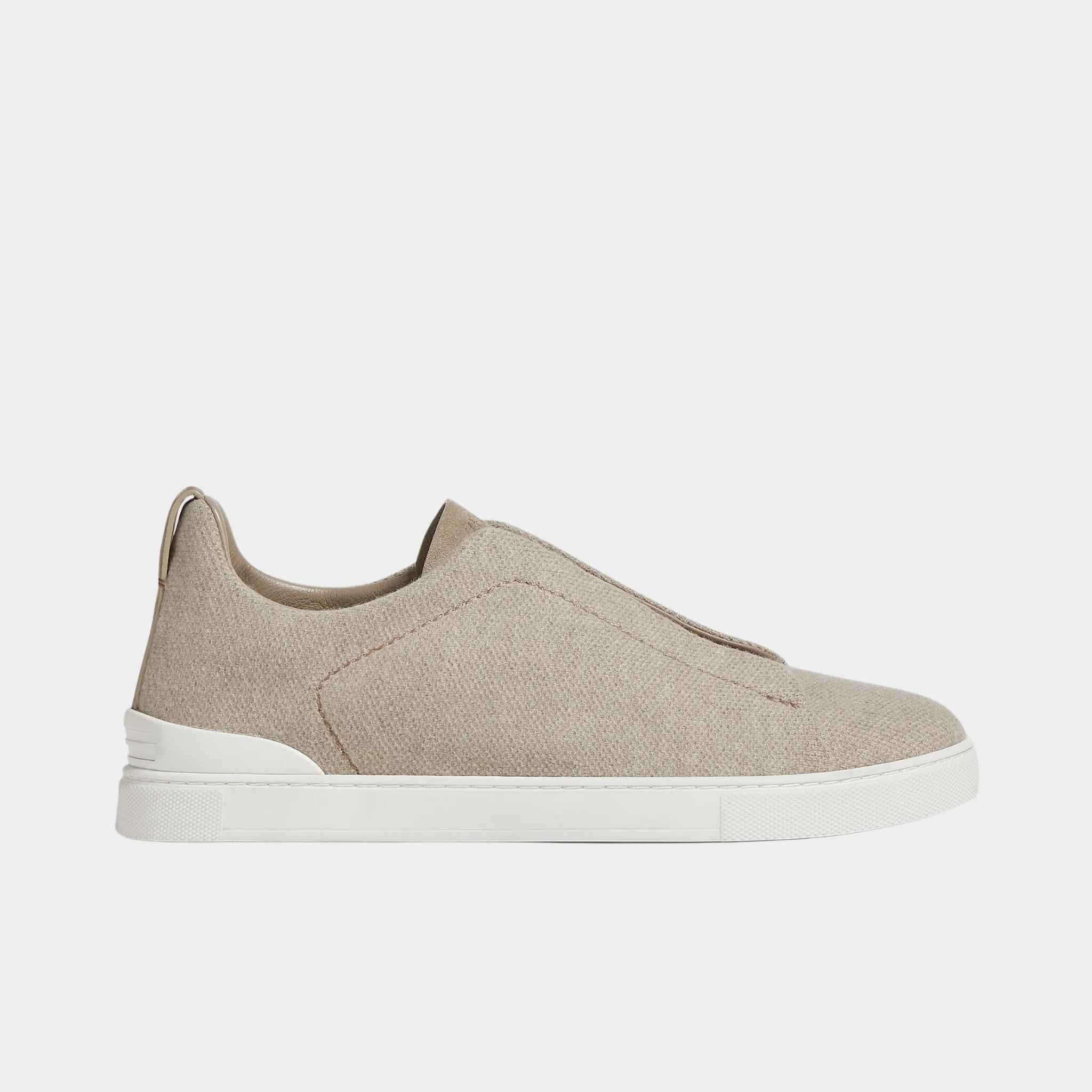 Light Taupe Cashmere Triple Stitch Sneakers
