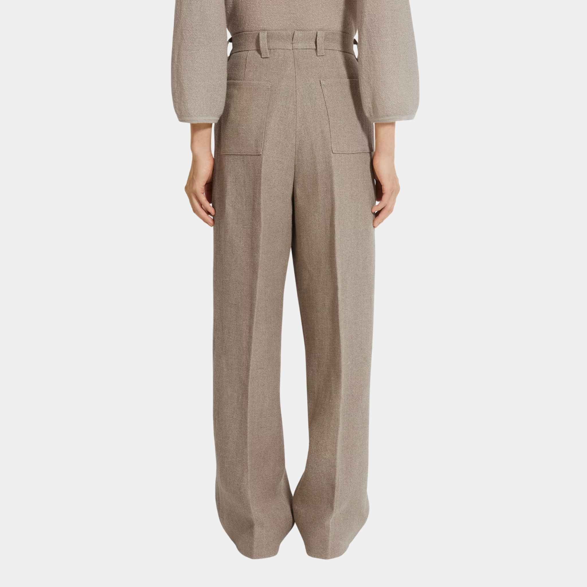 Linen Flat-Fronted Pants