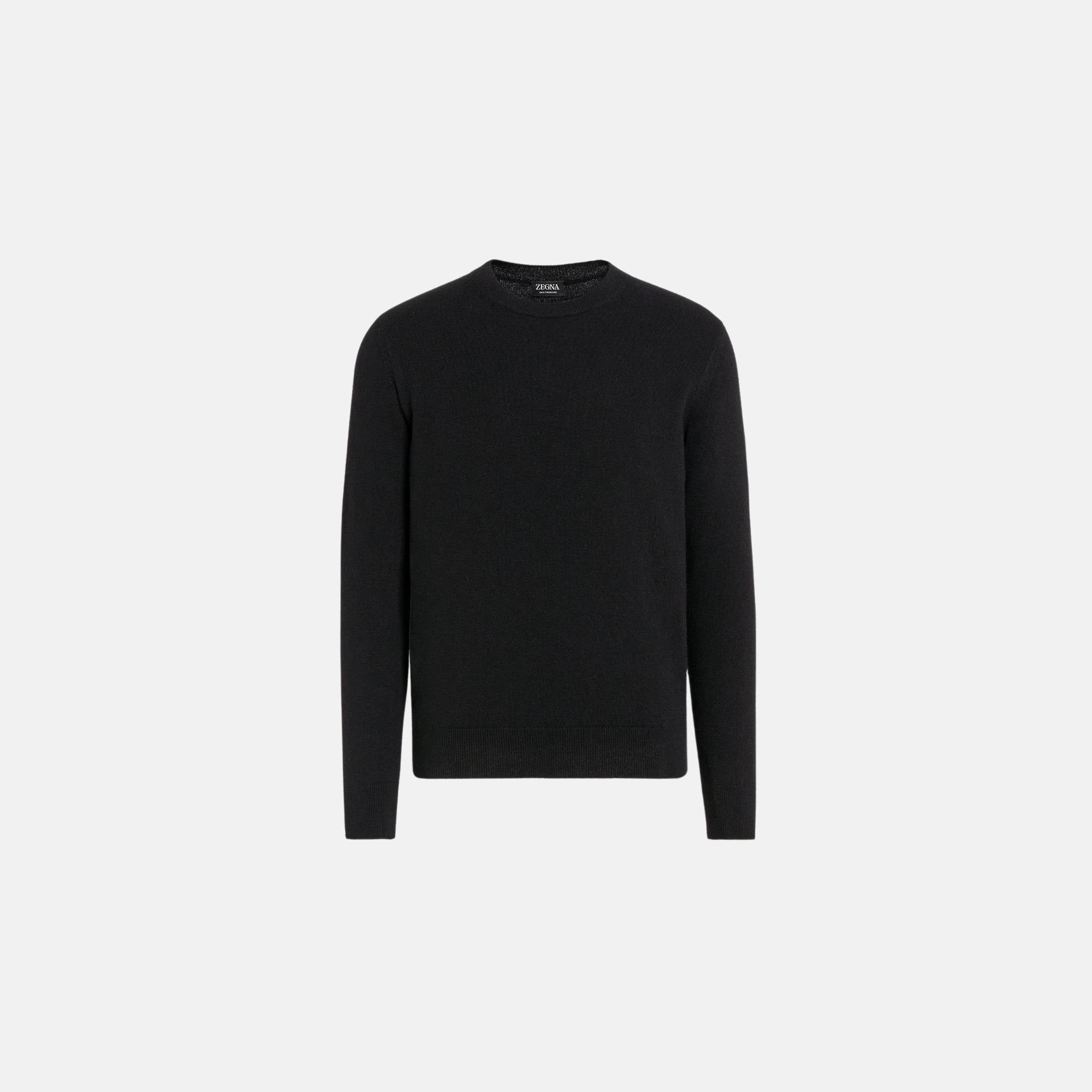 Zegna Melange Oasi Cashmere Crewneck, Black