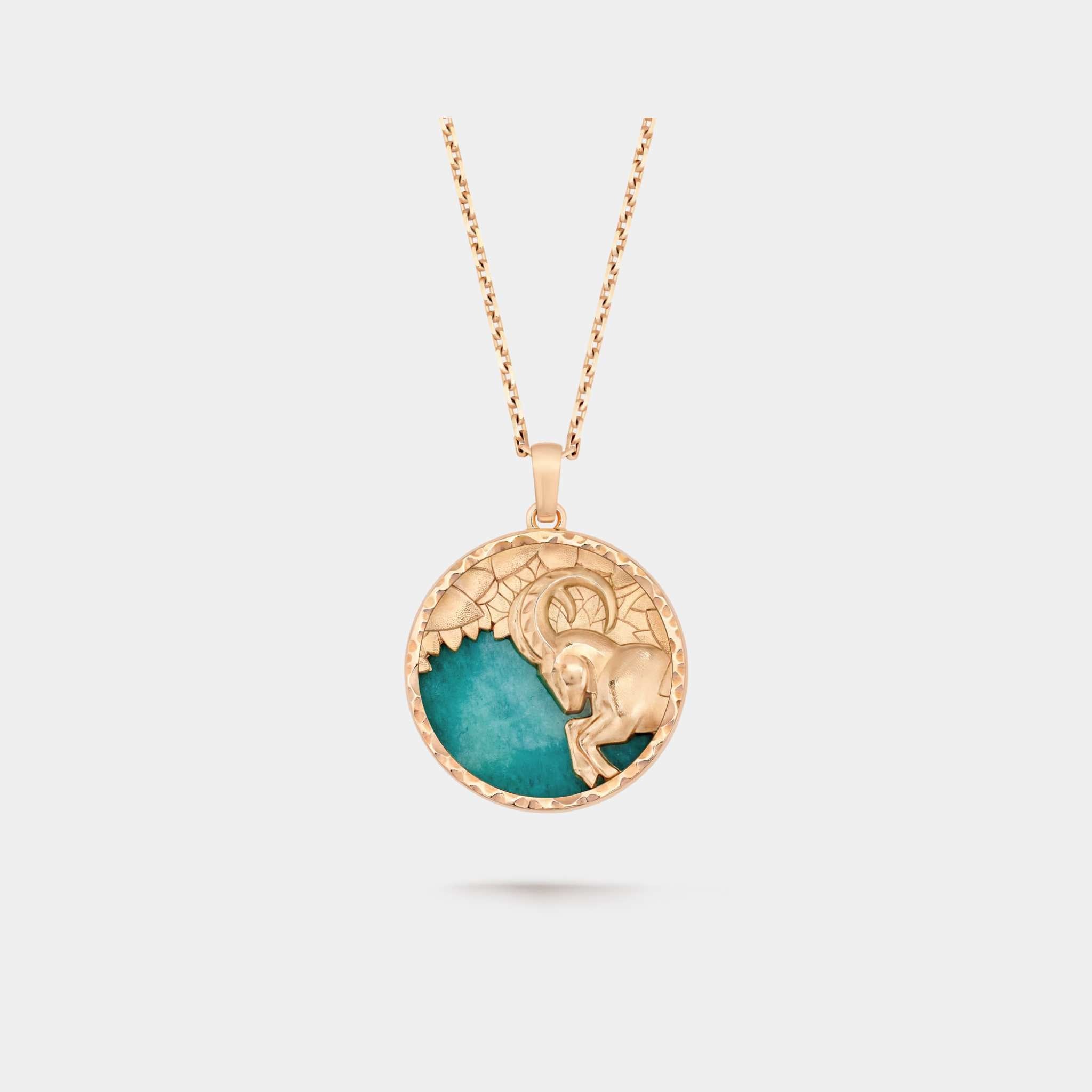 Zodiaque Long Necklace Capricorni Rose Gold Amazonite