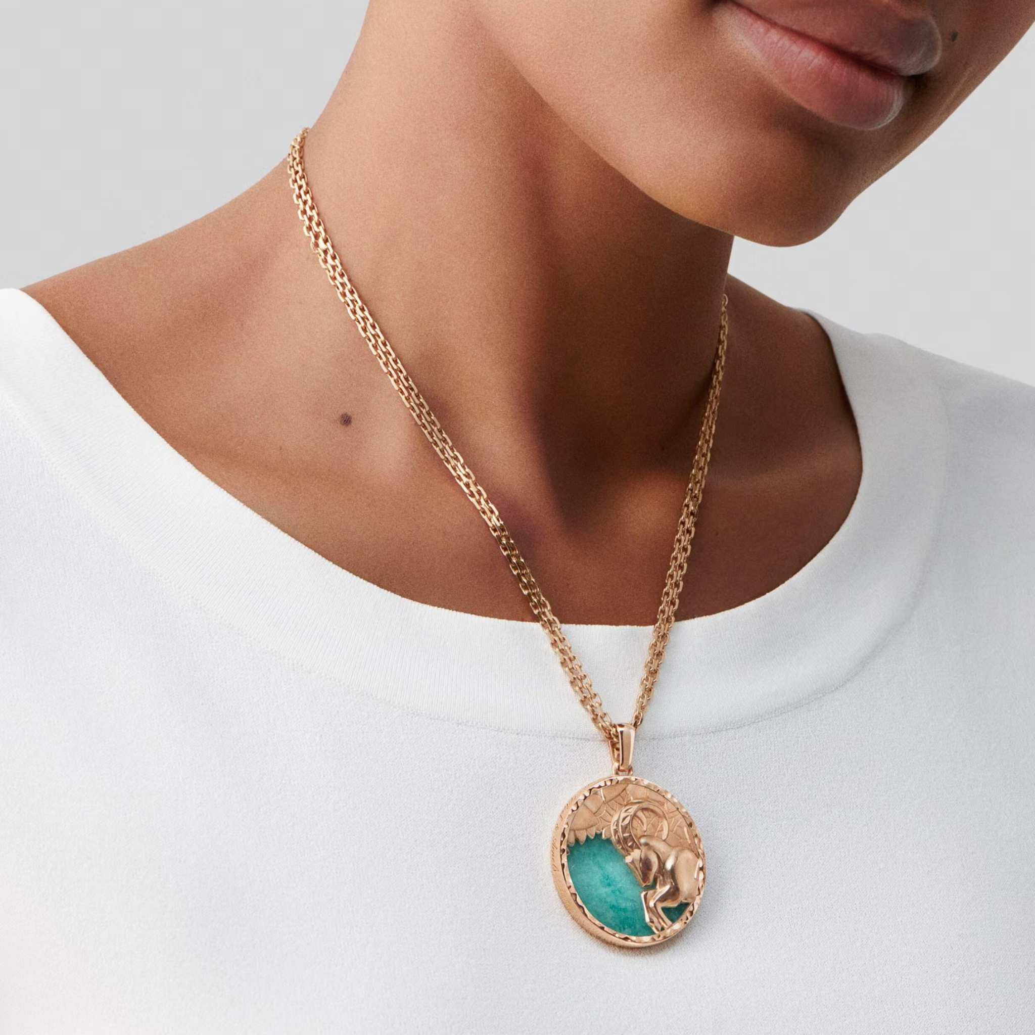 Zodiaque Long Necklace Capricorni Rose Gold Amazonite