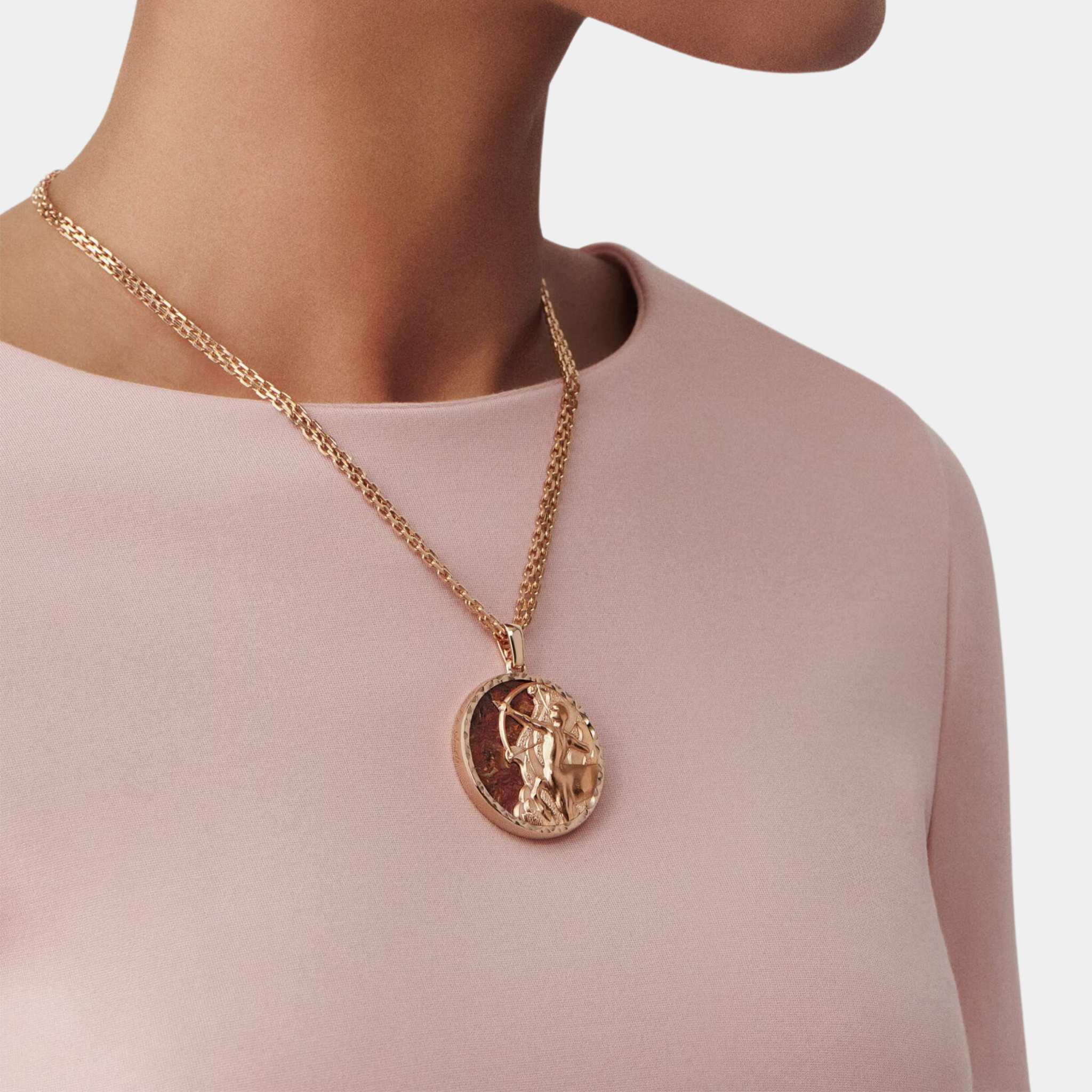 Zodiaque Long Necklace Sagittarii Rose Gold Pietersite